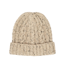 HAT-KNIT BEANIE CABLE W/CUFF TAN