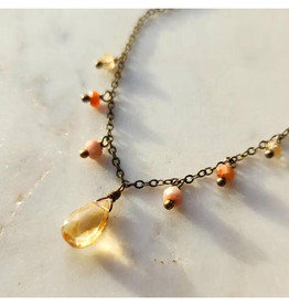 Faire/Edgy Petal NECKLACE-CITRINE/MULTI SUNSTONE