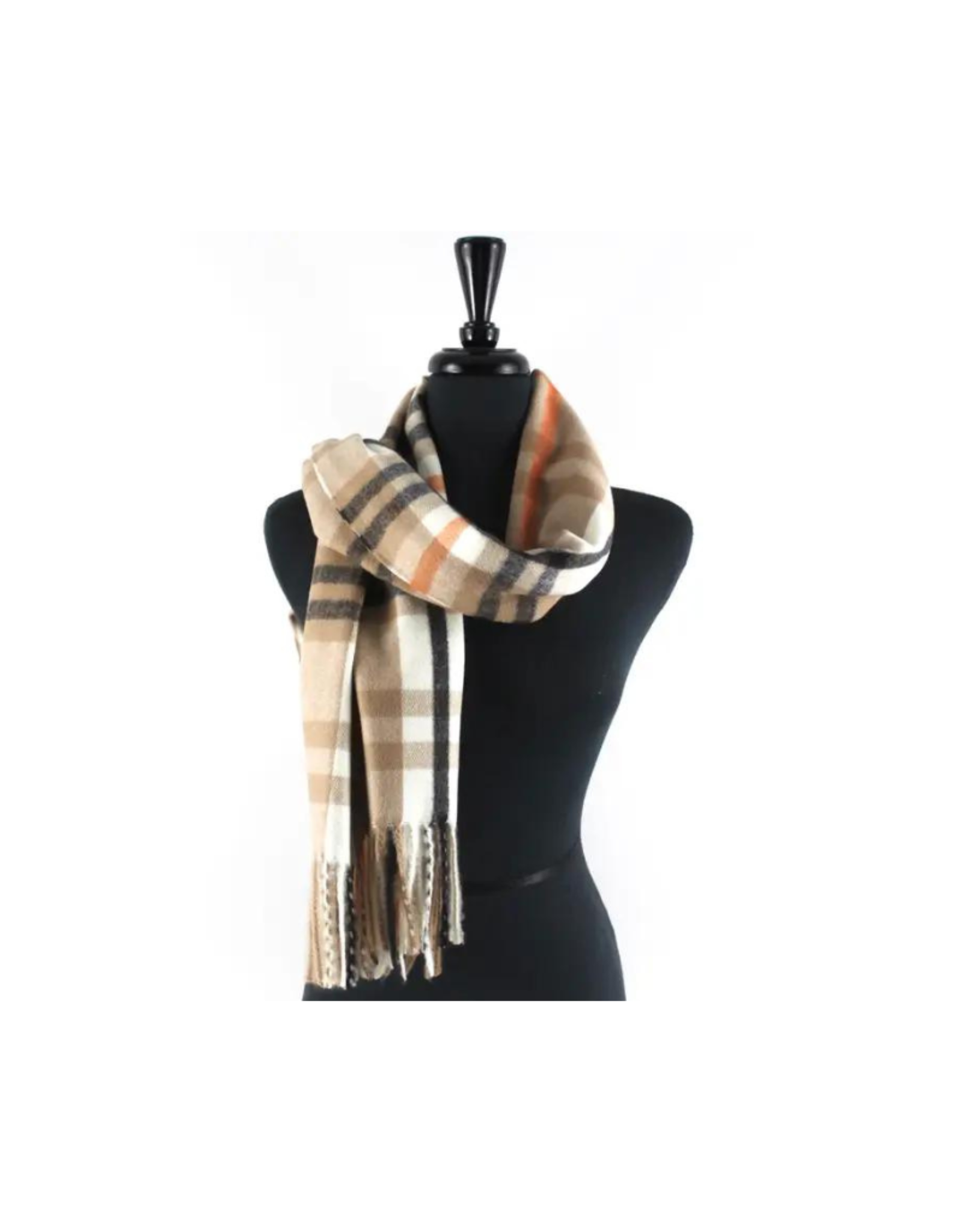 Faire/Pretty Persuasions SCARF-BLUSTERY PLAID FRINGED
