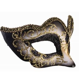 MASK-EYEMASK W/RIBBON GLD/BLK