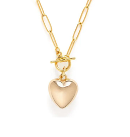 Faire/Amano Studio NECKLACE-PUFFED HEART W/TOGGLE GLD