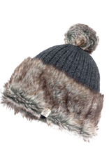 HAT-KNIT BEANIE DAKOTA FUR W/POM