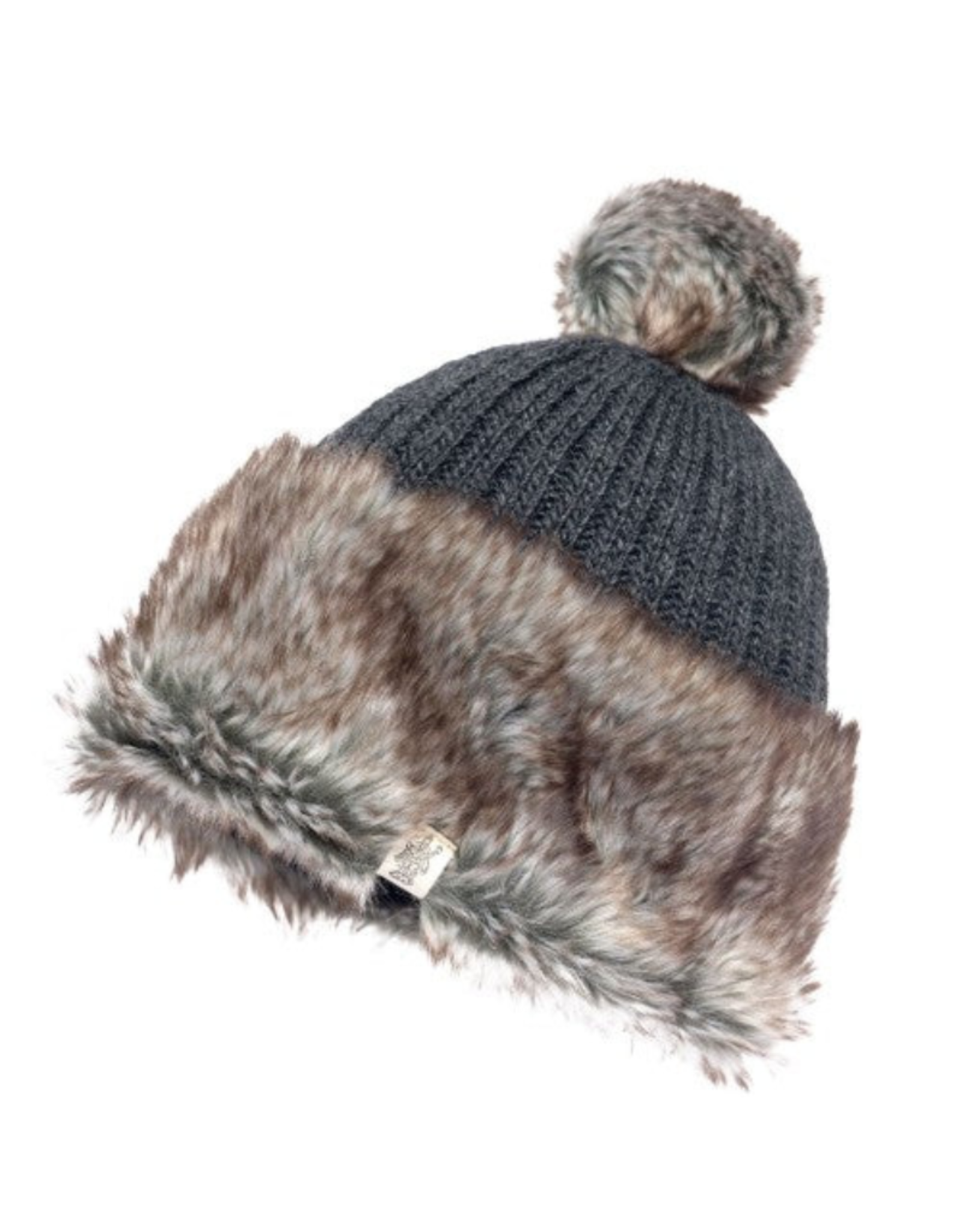 HAT-KNIT BEANIE DAKOTA FUR W/POM