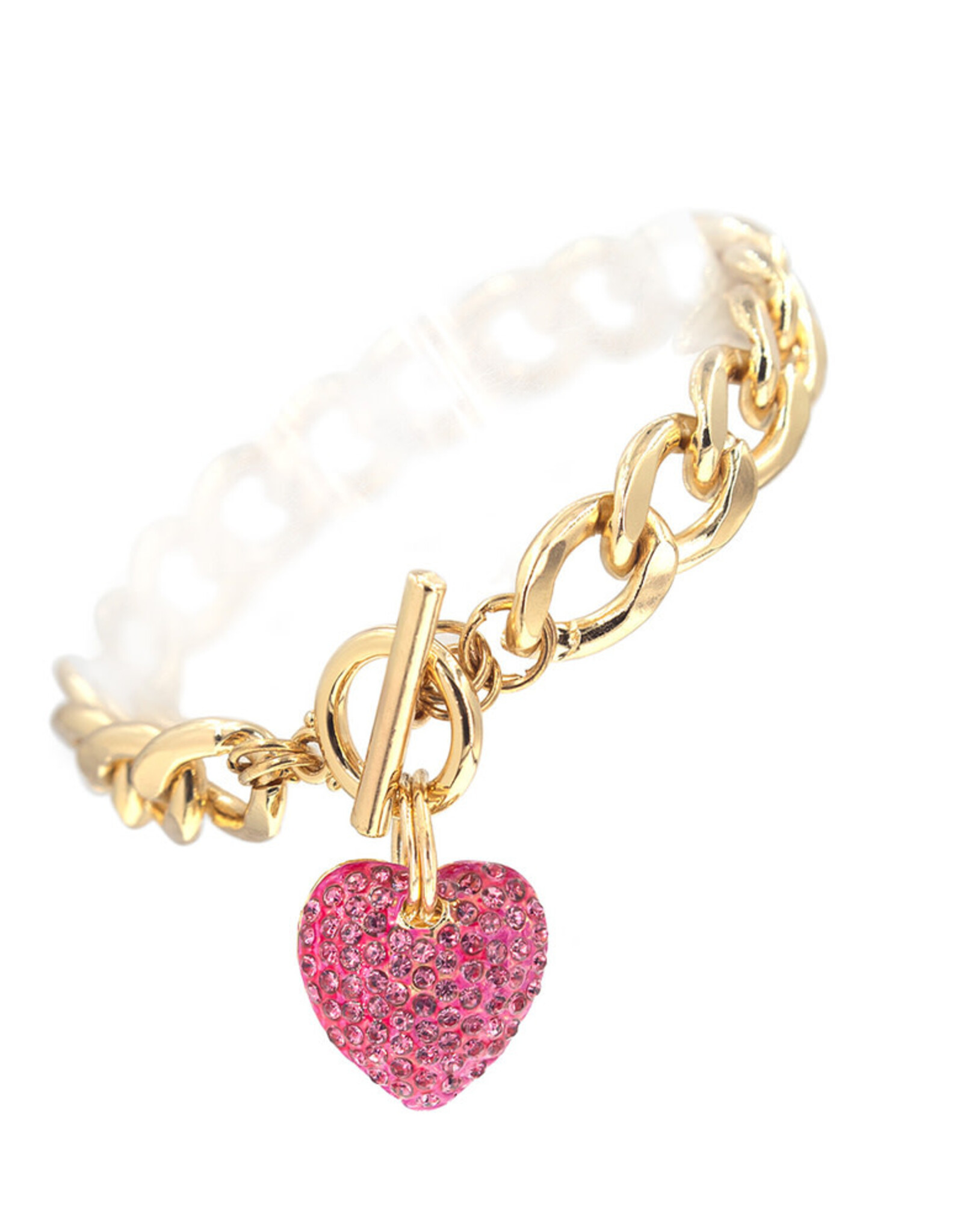 BRACELET W/RHINESTONE HEART CHARM