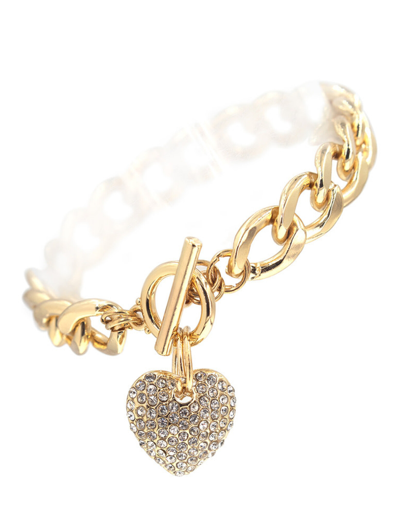 BRACELET W/RHINESTONE HEART CHARM