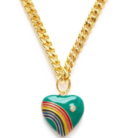 Faire/Amano Studio NECKLACE-HEART 80'S RAINBOW W/GLD CHAIN