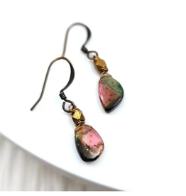 Faire/Edgy Petal EARRINGS-DAINTY WATERMELON TOURMALINE