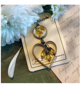 Faire/The Divine Iguana NECKLACE-HEART CHARM YELLOW ROSE