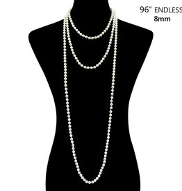 NECKLACE-96" 8MM ENDLESS PEARL