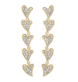 EARRINGS-RHINESTONE 5TIER HEARTS