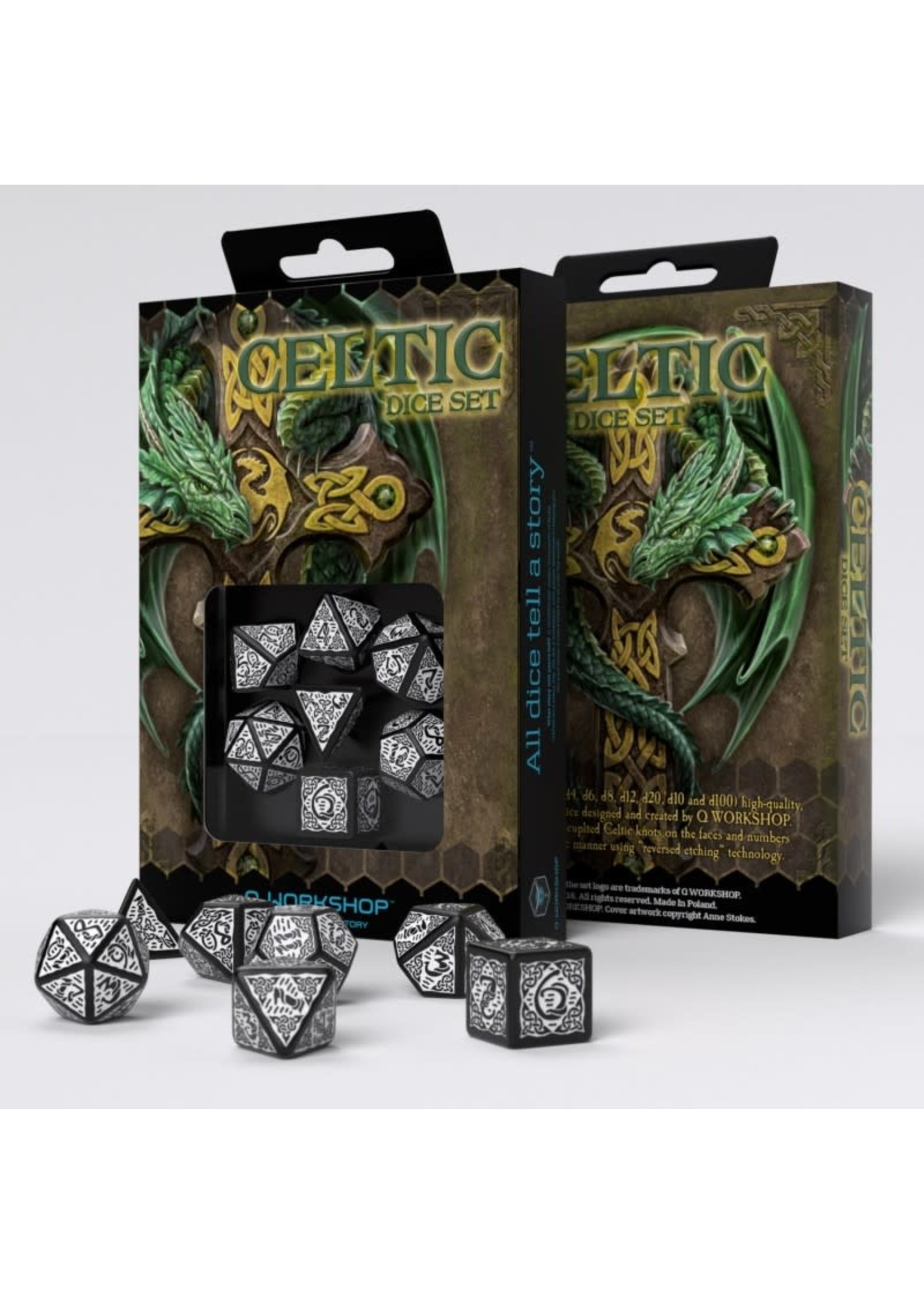 Q workshop Celtic Dice Set - Black/White