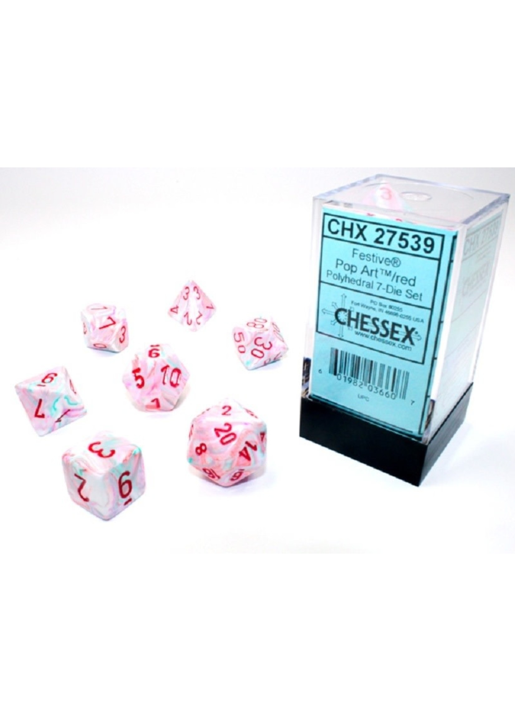 Chessex Dice set - Festive - Pop Art/Red