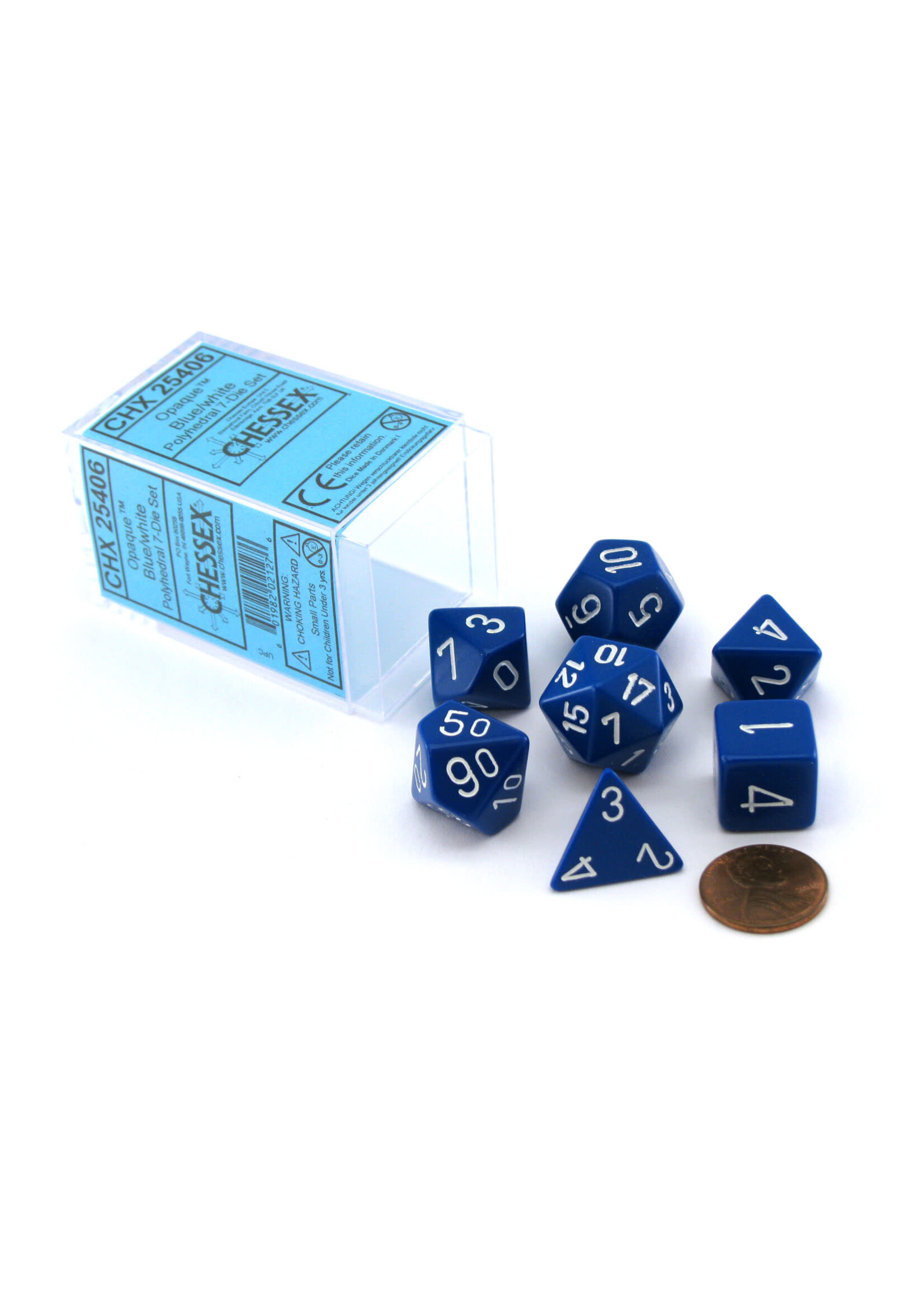 Chessex Dice set - Opaque - Blue/White