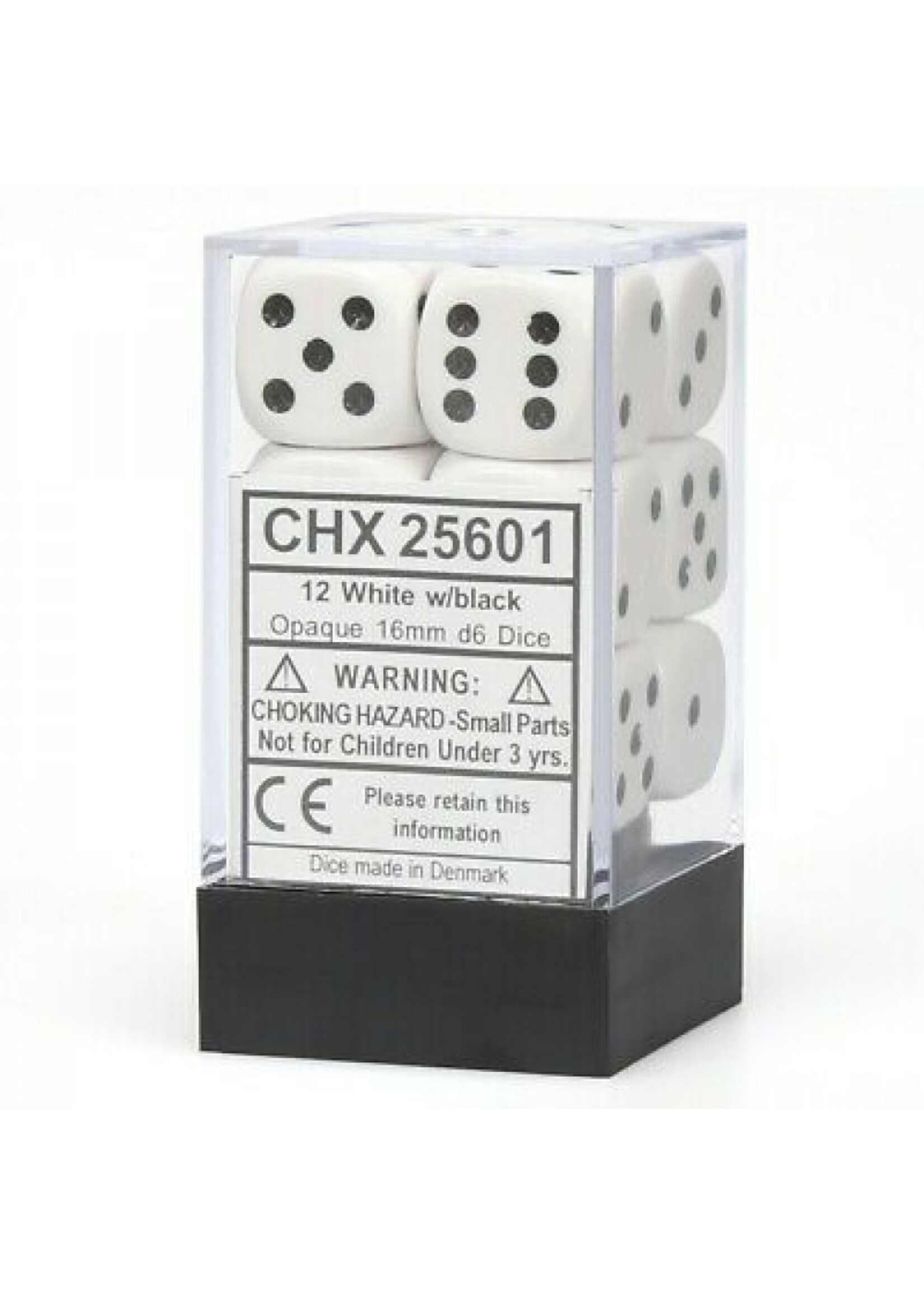 Chessex Chessex - Opaque white/black D6 dice set