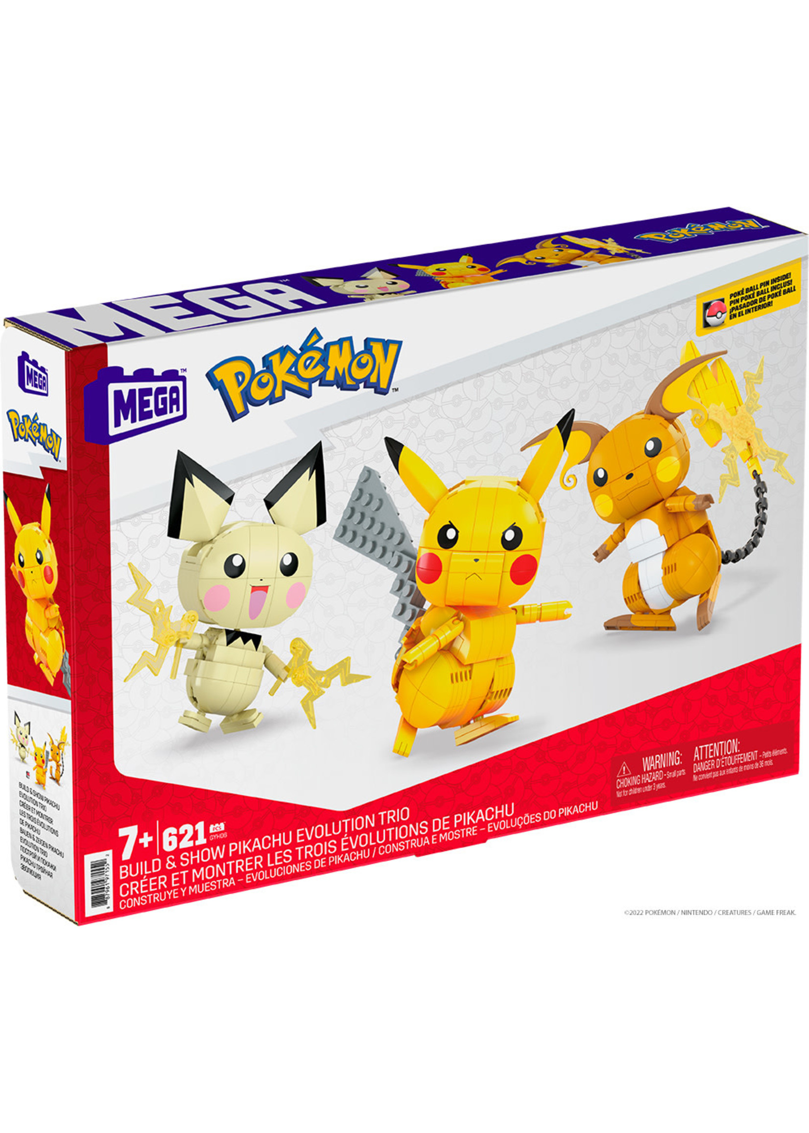 Mattel Mega construx - Pokémon - 3 évolutions de Pikachu - 621 pcs