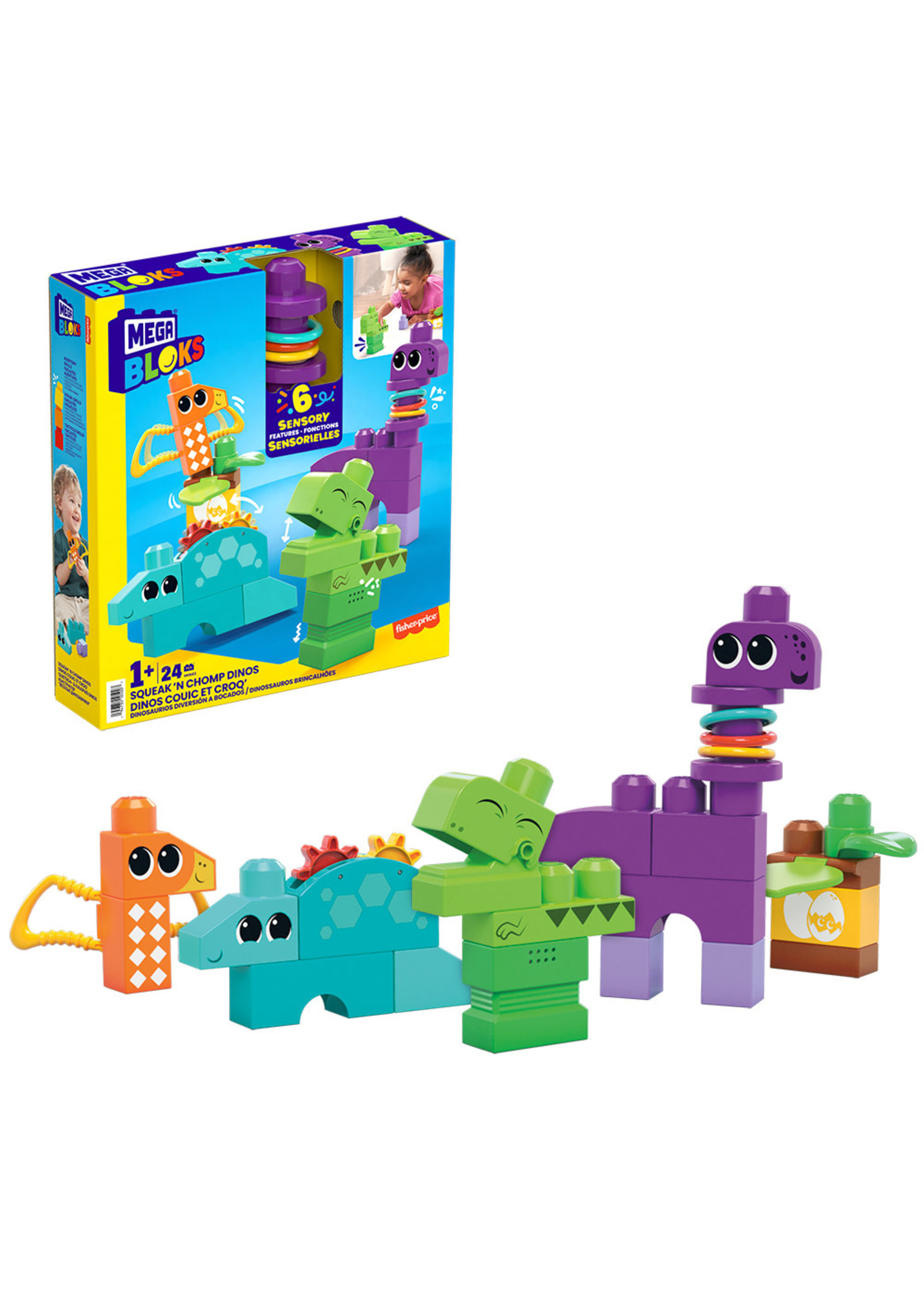 Mega bloks Mega Bloks Sensorielles - Dinos couic et croq' 24pcs