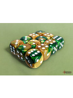 Chessex Gemini Gold-Green/white 16mm d6 Dice Block (12 dice)