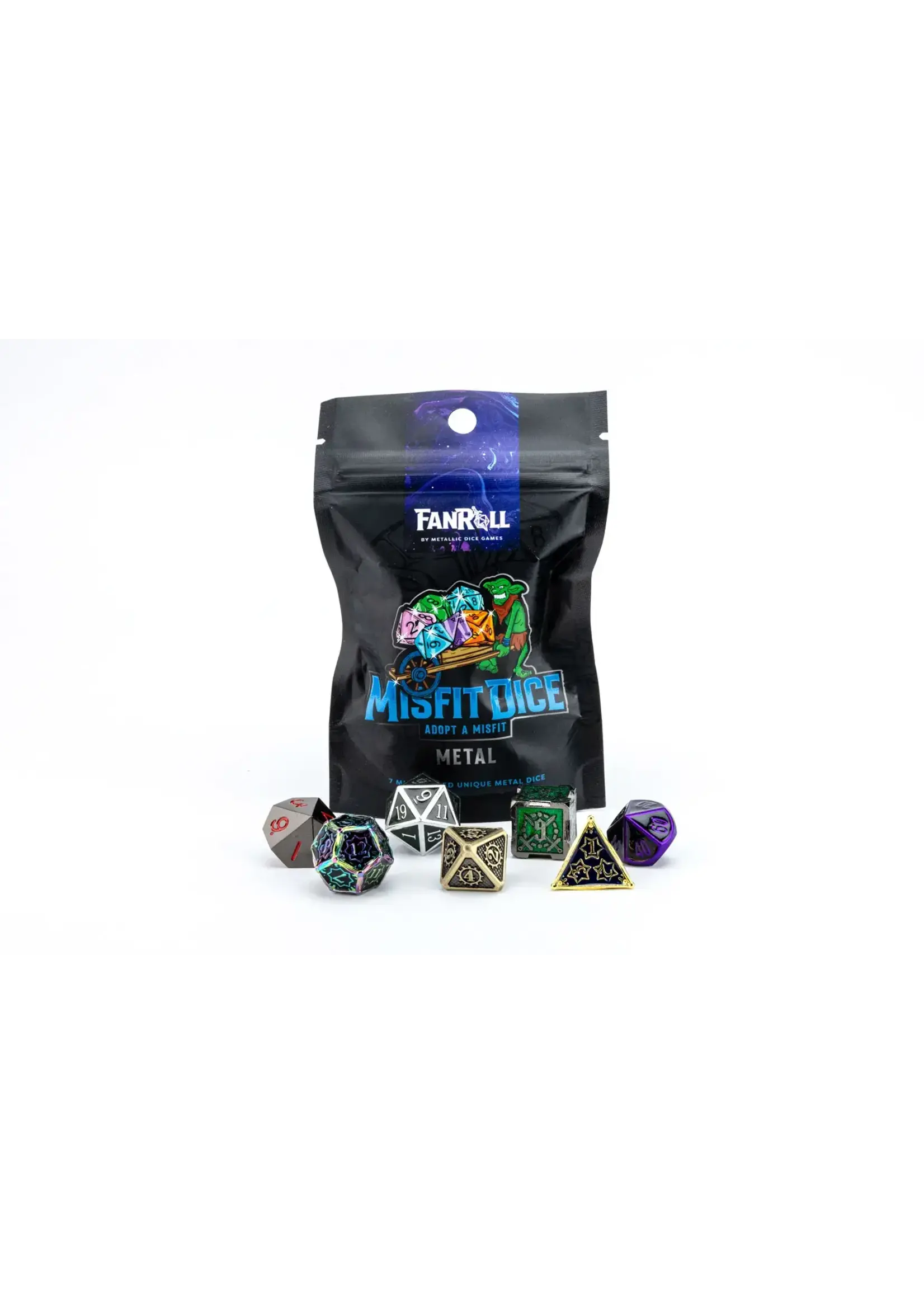 FanRoll Adopt a Misfit Metal Dice Set 16mm Polyhedral Dice Set