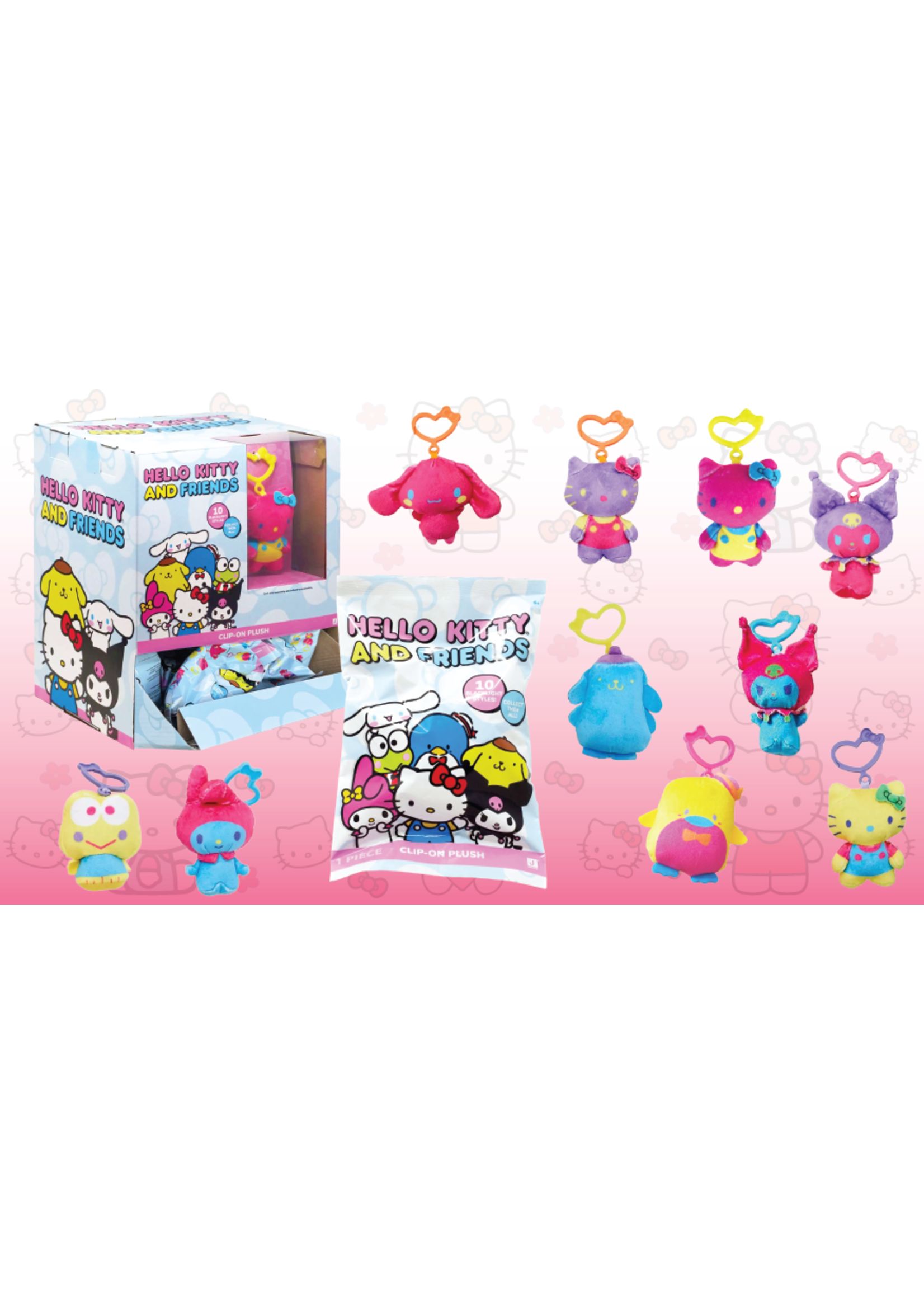 Jazwares HELLO KITTY AND FRIENDS 3IN BLACKLIGHT BLIND PLUSH CLIPS (ENG)