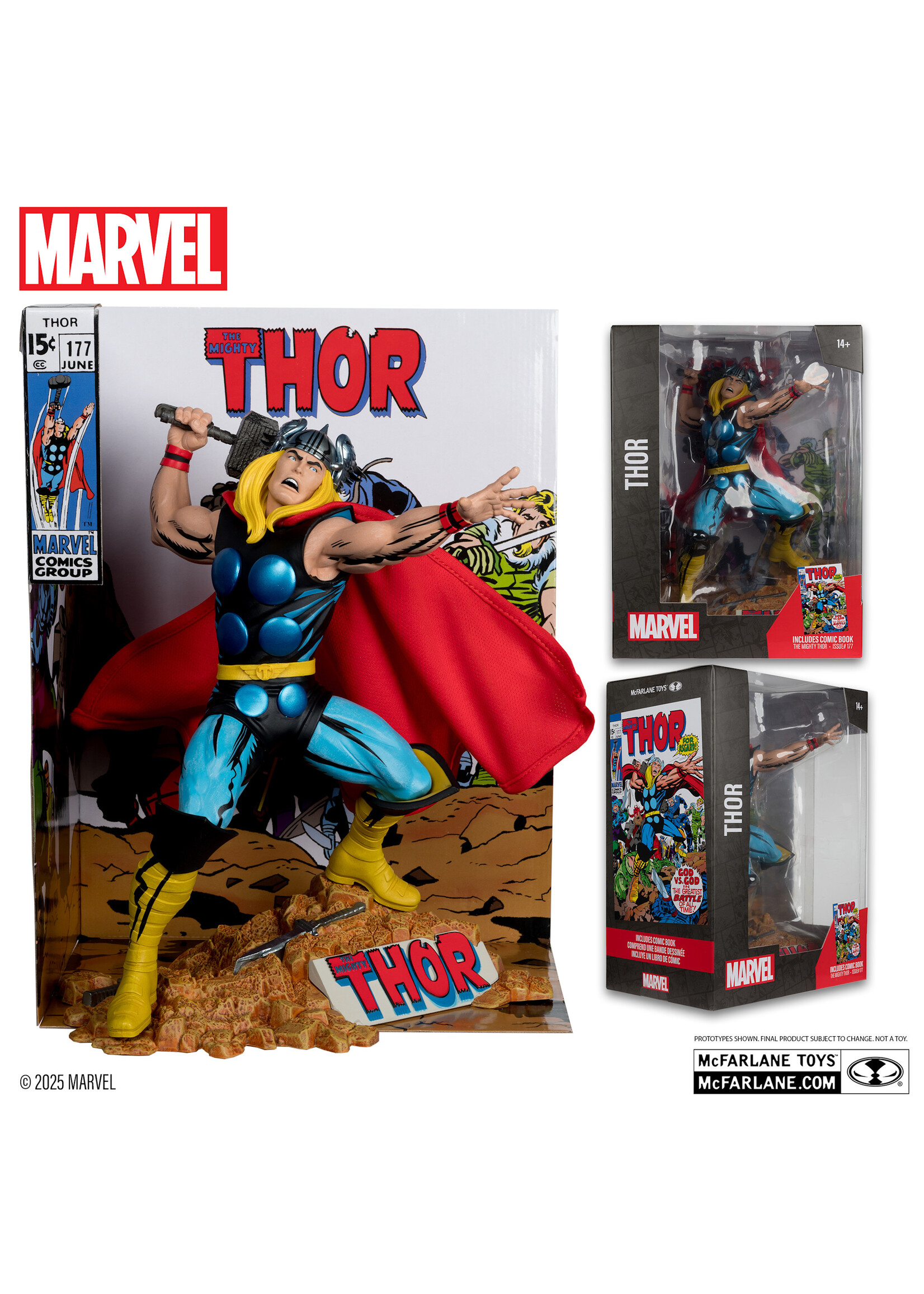 McFarlane toys Thor 1:6th Scale Collectible with Scene & Comic (The Mighty Thor #177)