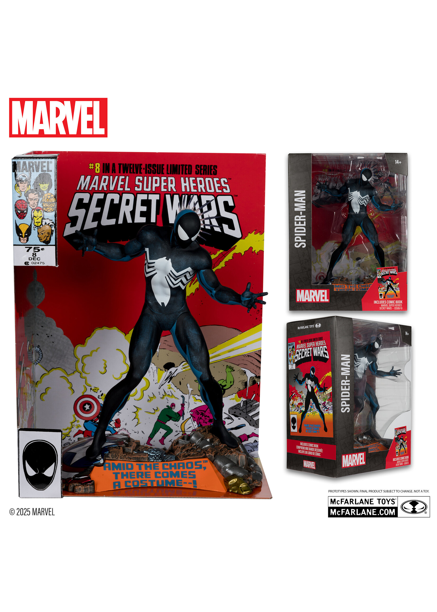 McFarlane toys Spider-Man 1:6th Scale Collectible with Scene & Comic (Marvel Super Heroes Secret Wars #8)