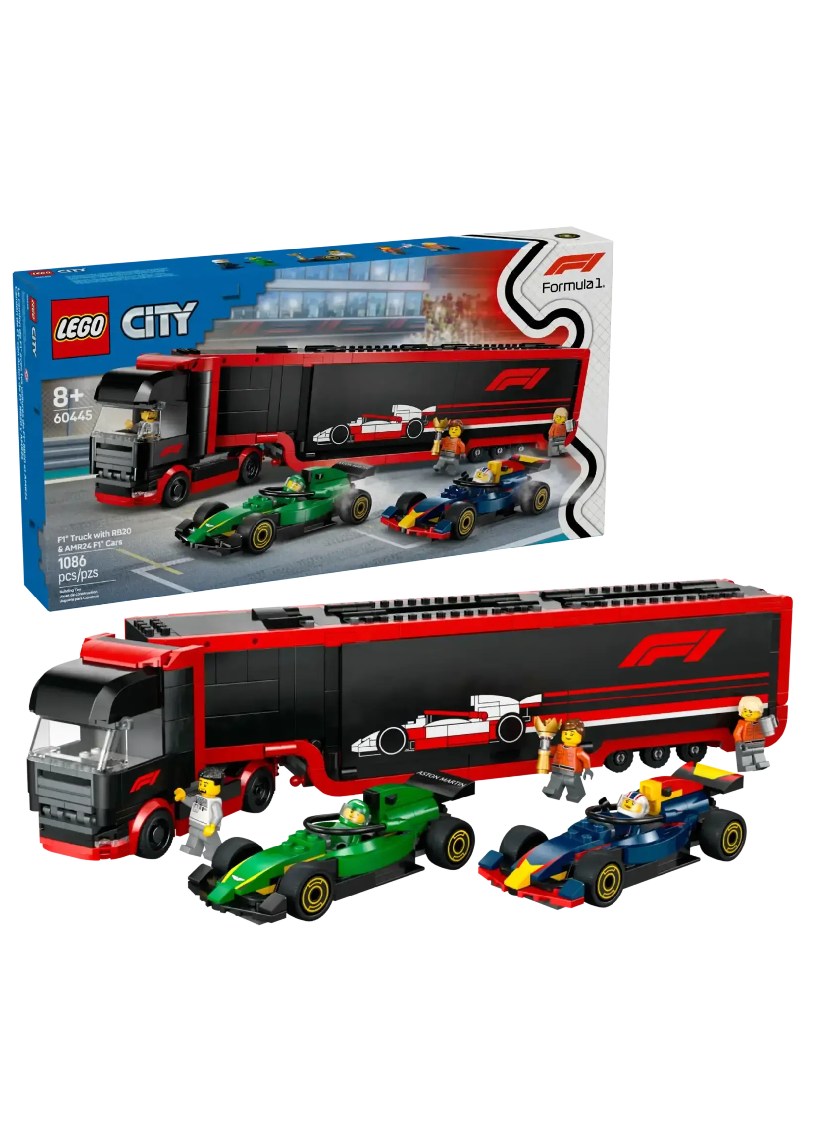 LEGO F1® Truck with RB20 & AMR24 F1® Cars - 60445