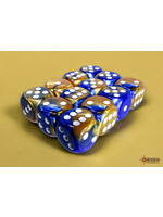 Chessex Gemini Blue-Gold/white 16mm d6 Dice Block (12 dice)
