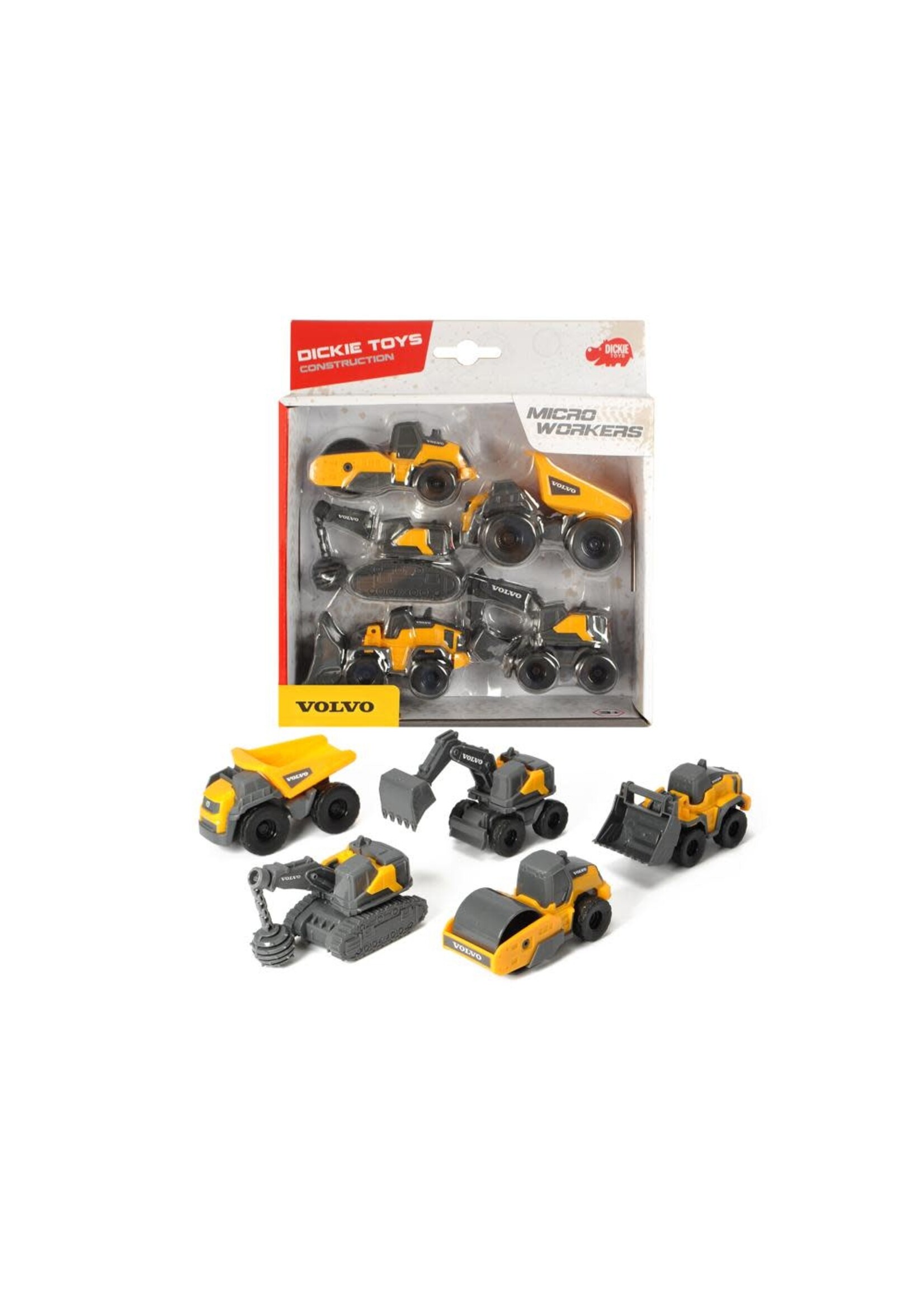 Dickie Toys Dickie - Volvo Micro Workers 5 pièces, 9 cm
