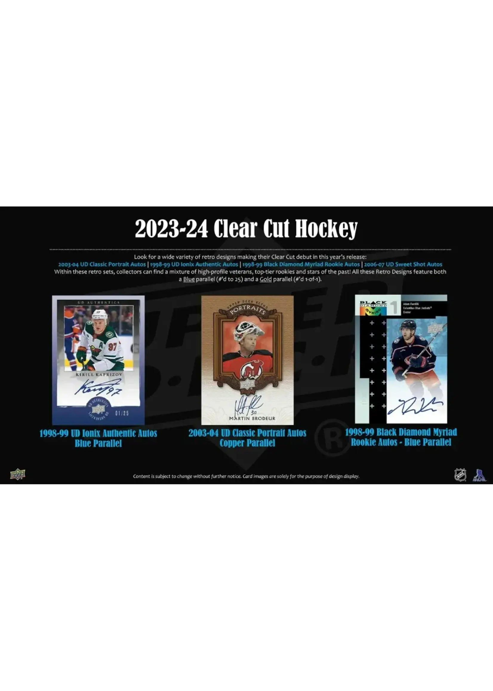 Upper Deck 2023-24 HOCKEY  -  UPPER DECK CLEAR CUT - HOBBY BOX