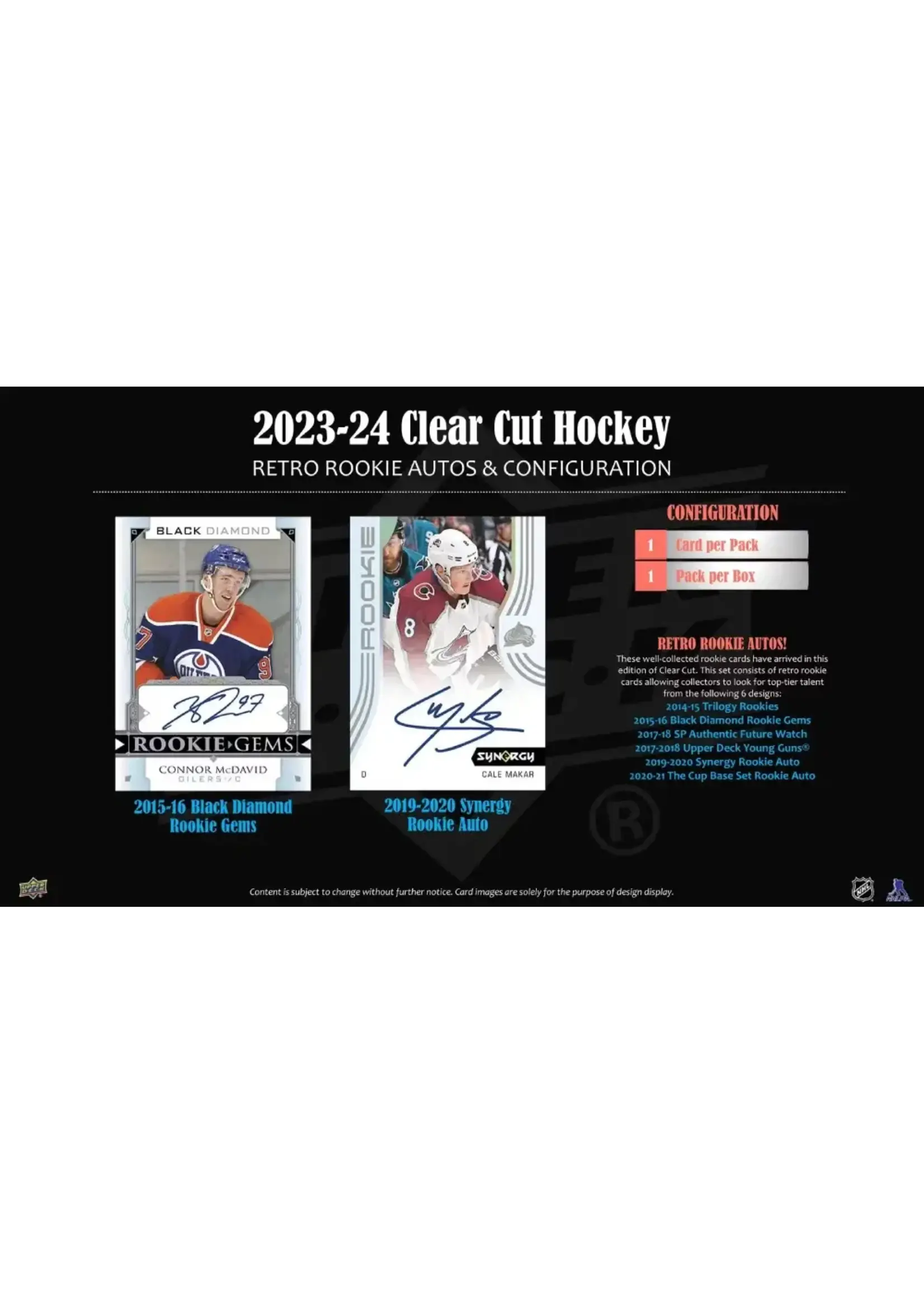 Upper Deck 2023-24 HOCKEY  -  UPPER DECK CLEAR CUT - HOBBY BOX