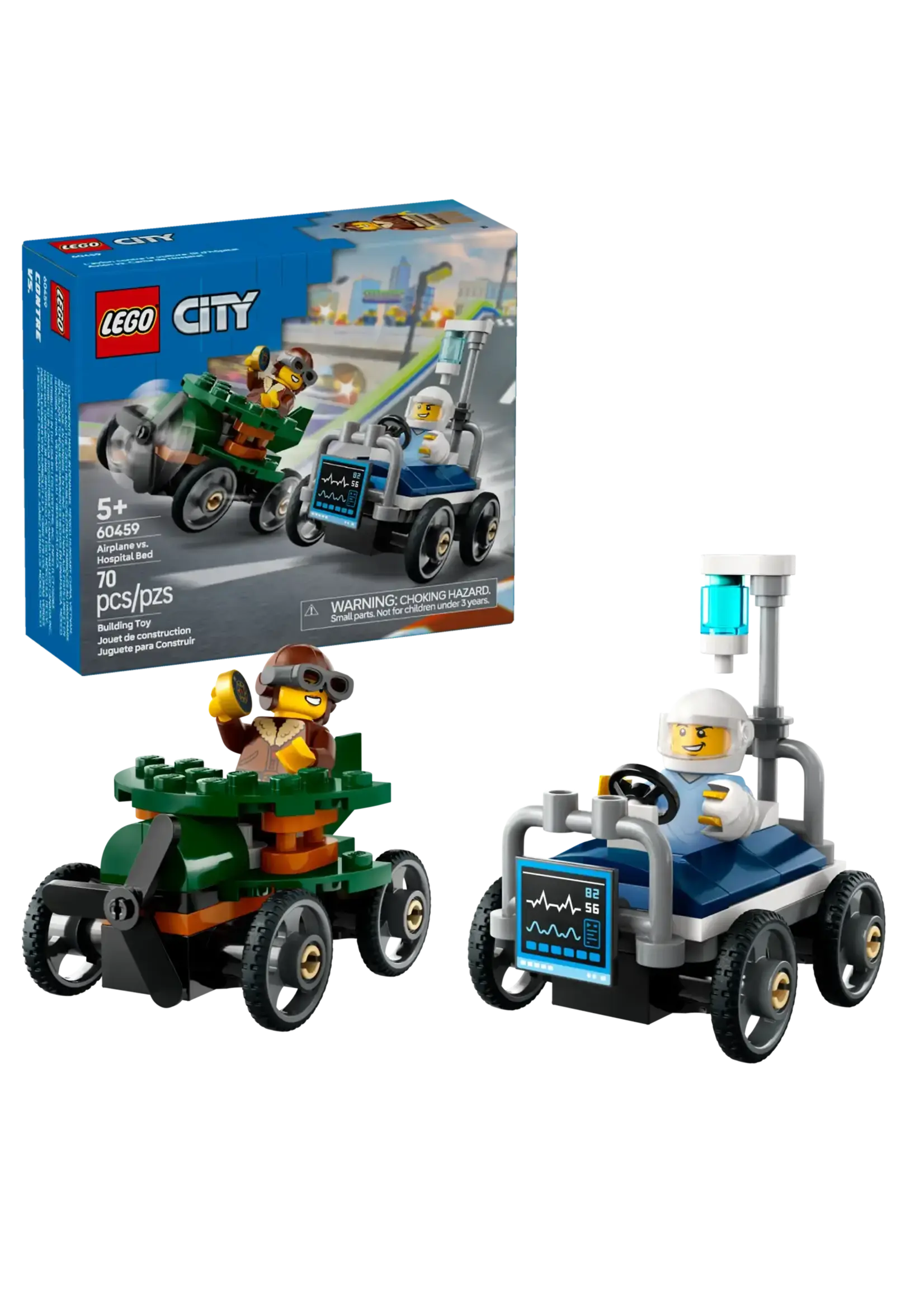 LEGO Ensemble de course L’avion contre la voiture-lit d’hôpital - 60459