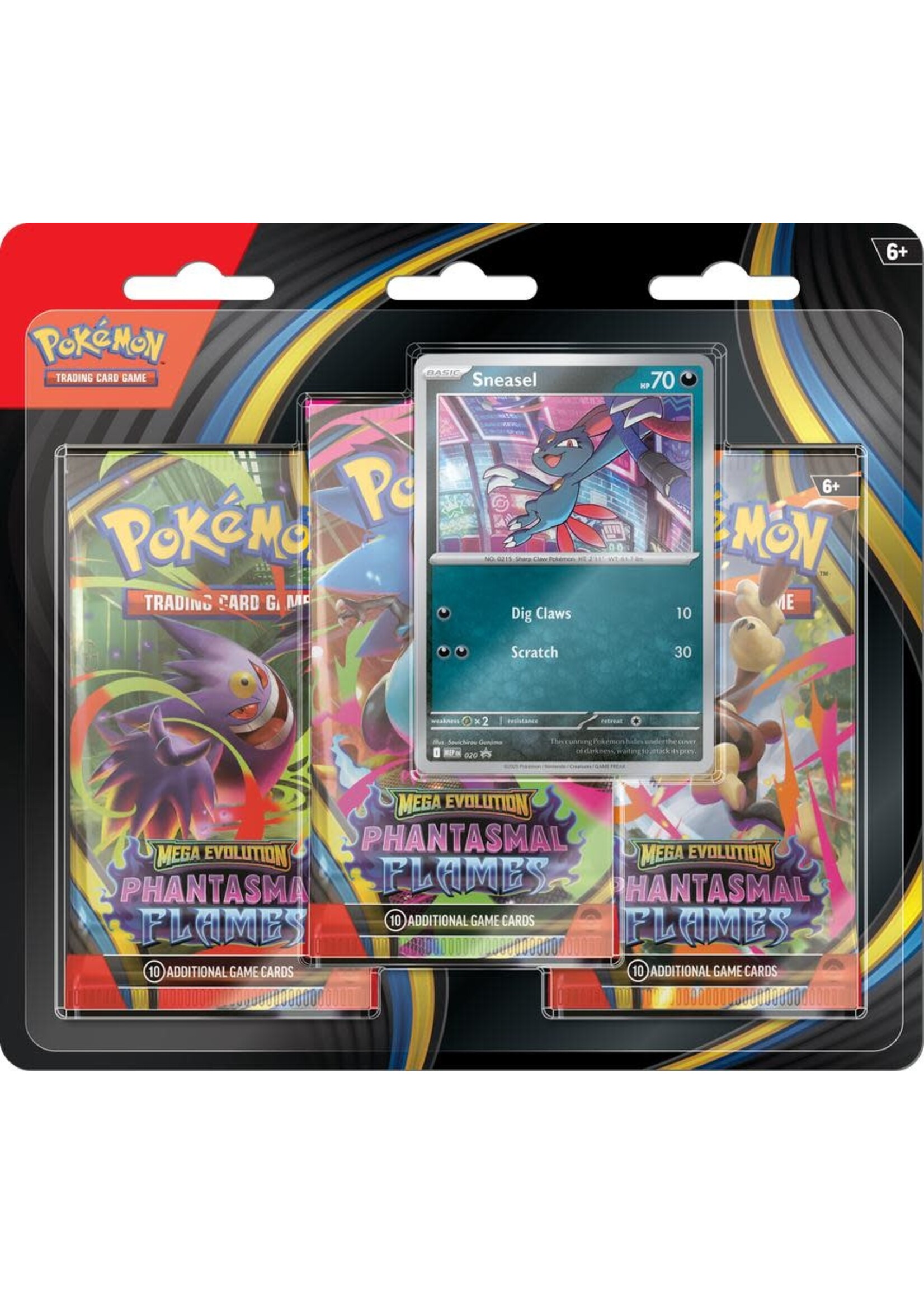 The Pokémon Company International Mega Evolution - Phantasmal Flames - Blister Pack - Three Boosters - Sneasel Promo Card