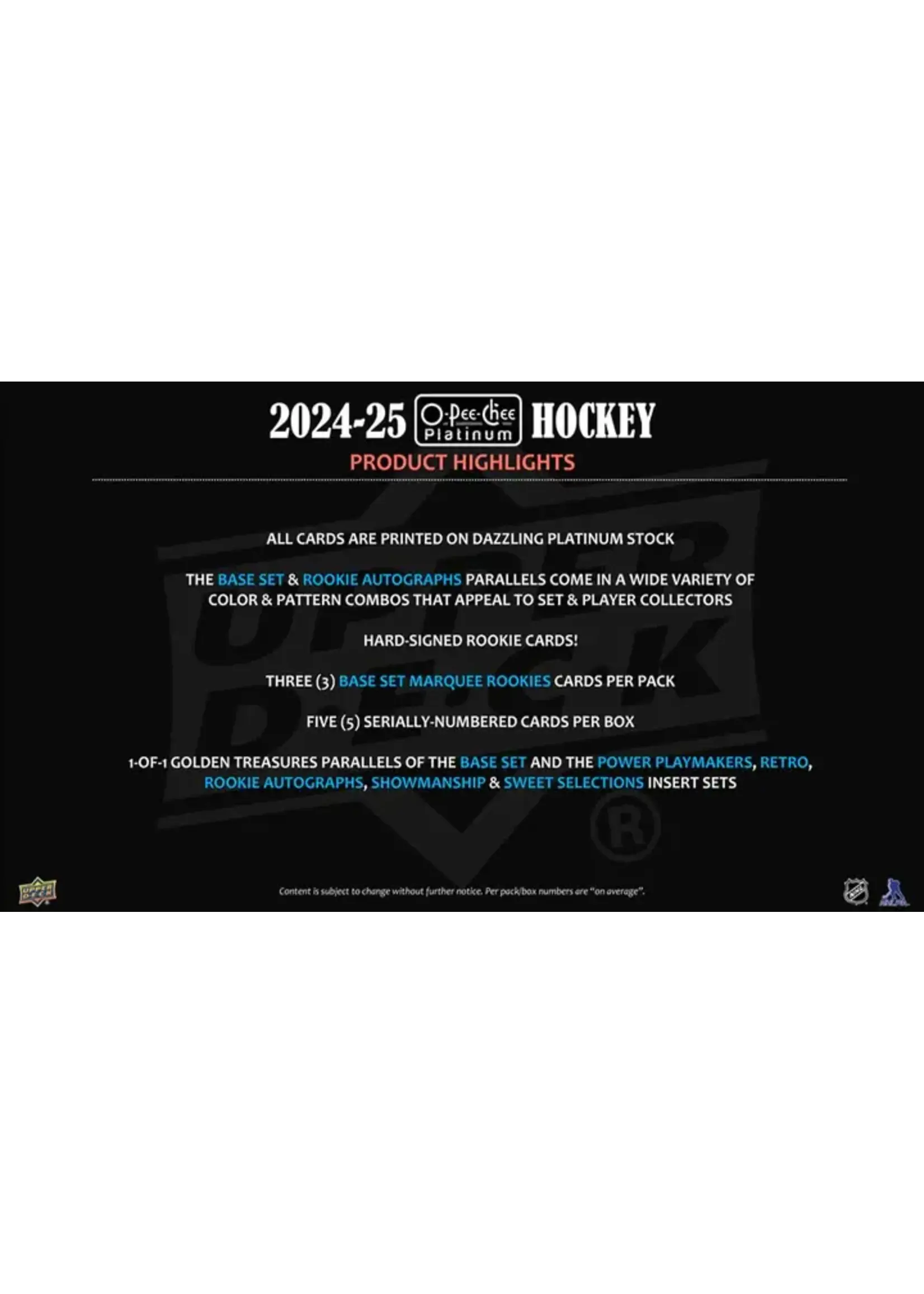 O-Pee-Chee 2024-25 Upper Deck O-Pee-Chee Platinum Hockey Hobby Box