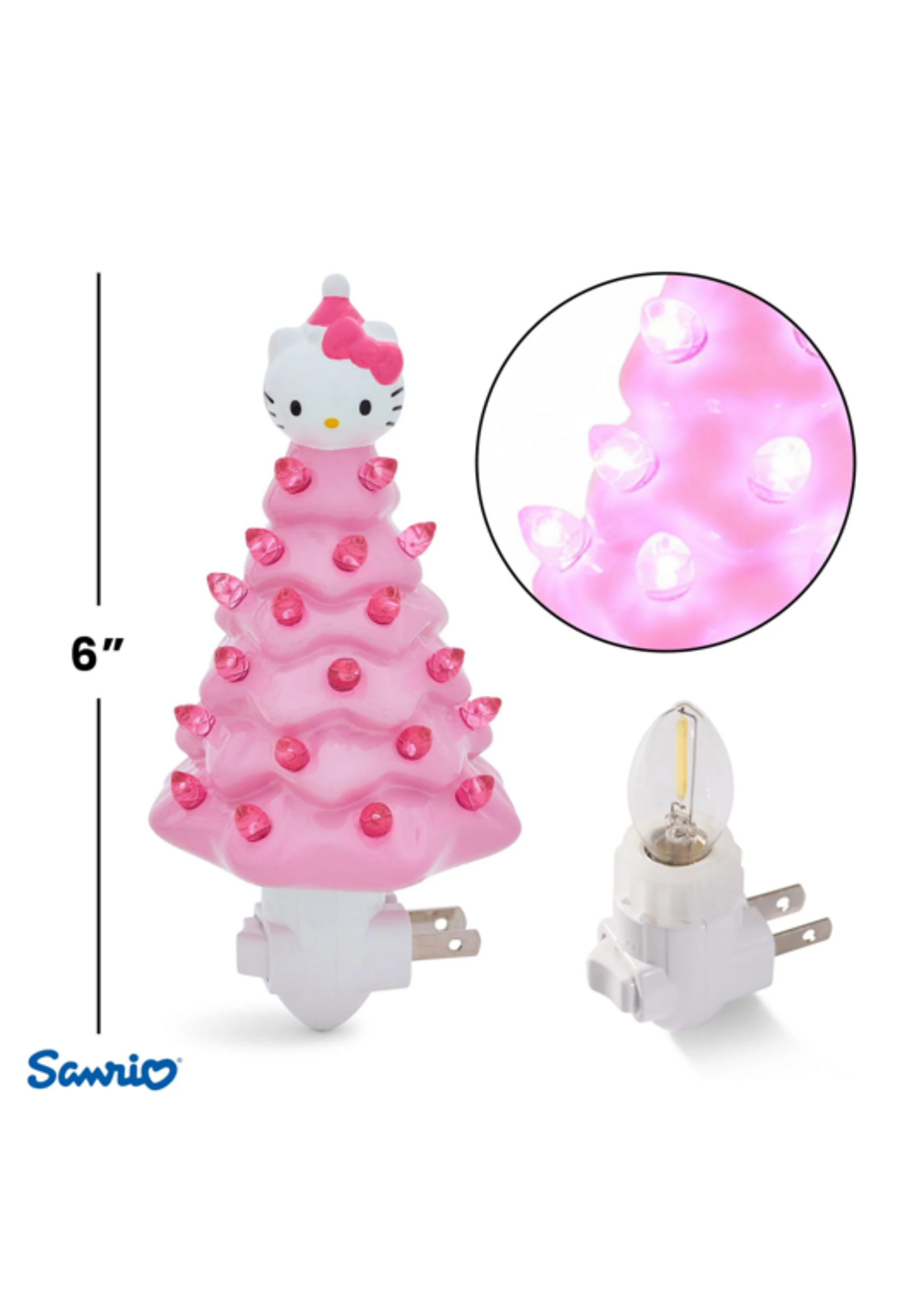 Ukonic HOLIDAY CHRISTMAS TREE PLUG IN NIGHT LIGHT - 6” - HELLO KITTY