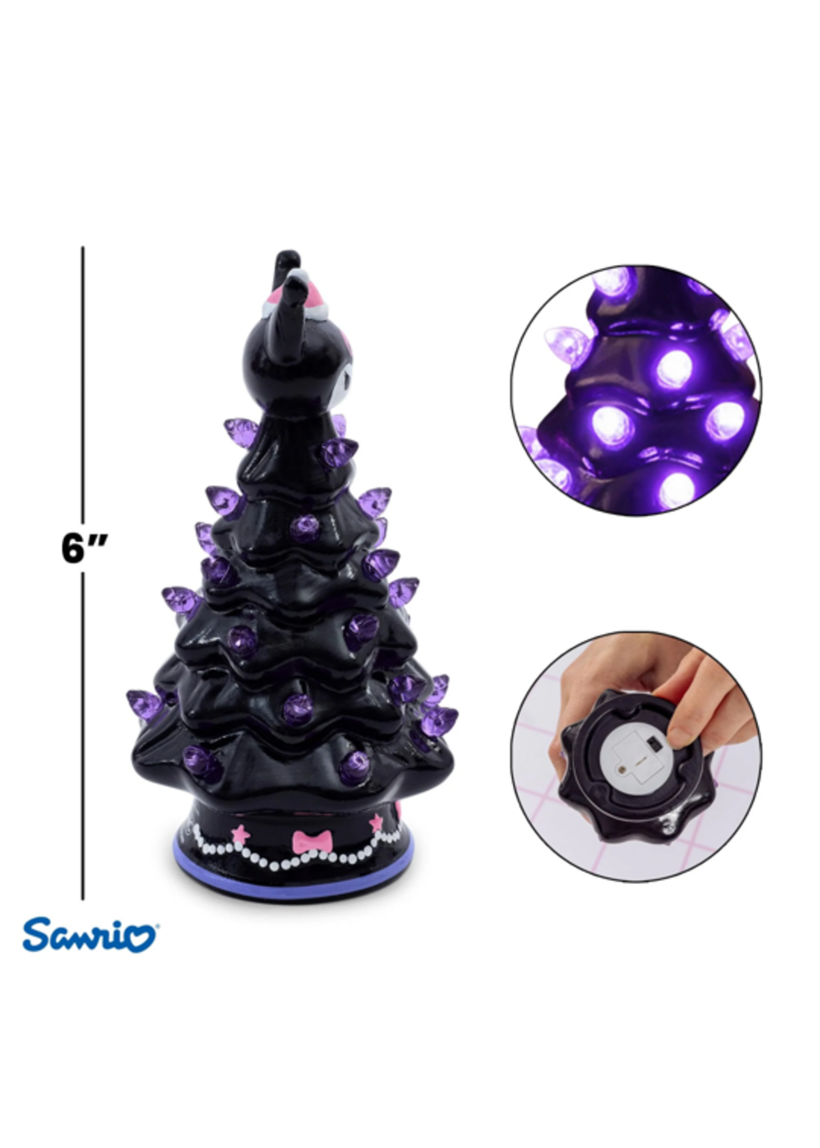 Ukonic HOLIDAY LIGHT UP CERAMIC CHRISTMAS TREE - 6” - HELLO KITTY KUROMI
