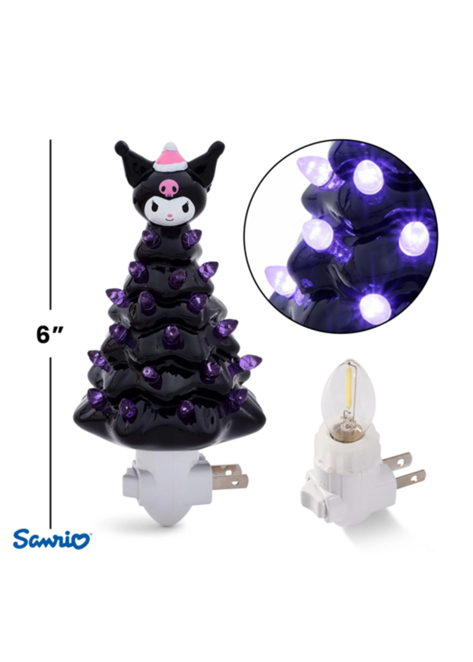 Ukonic HOLIDAY CHRISTMAS TREE PLUG IN NIGHT LIGHT - 6” - HELLO KITTY KUROMI