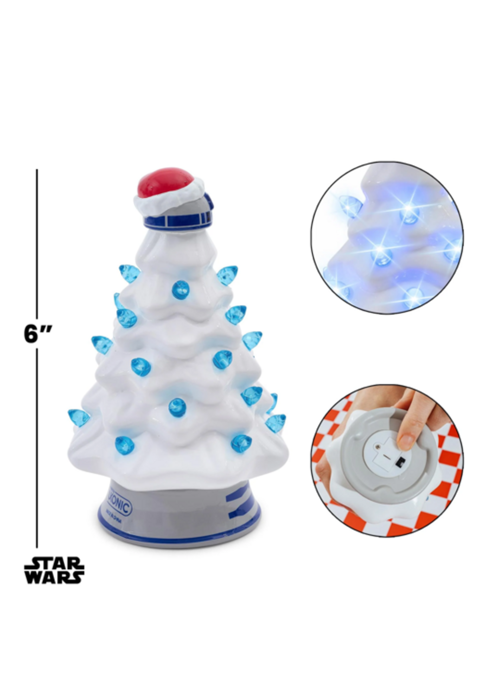 Ukonic HOLIDAY LIGHT UP CERAMIC CHRISTMAS TREE - 6” - STAR WARS R2D2