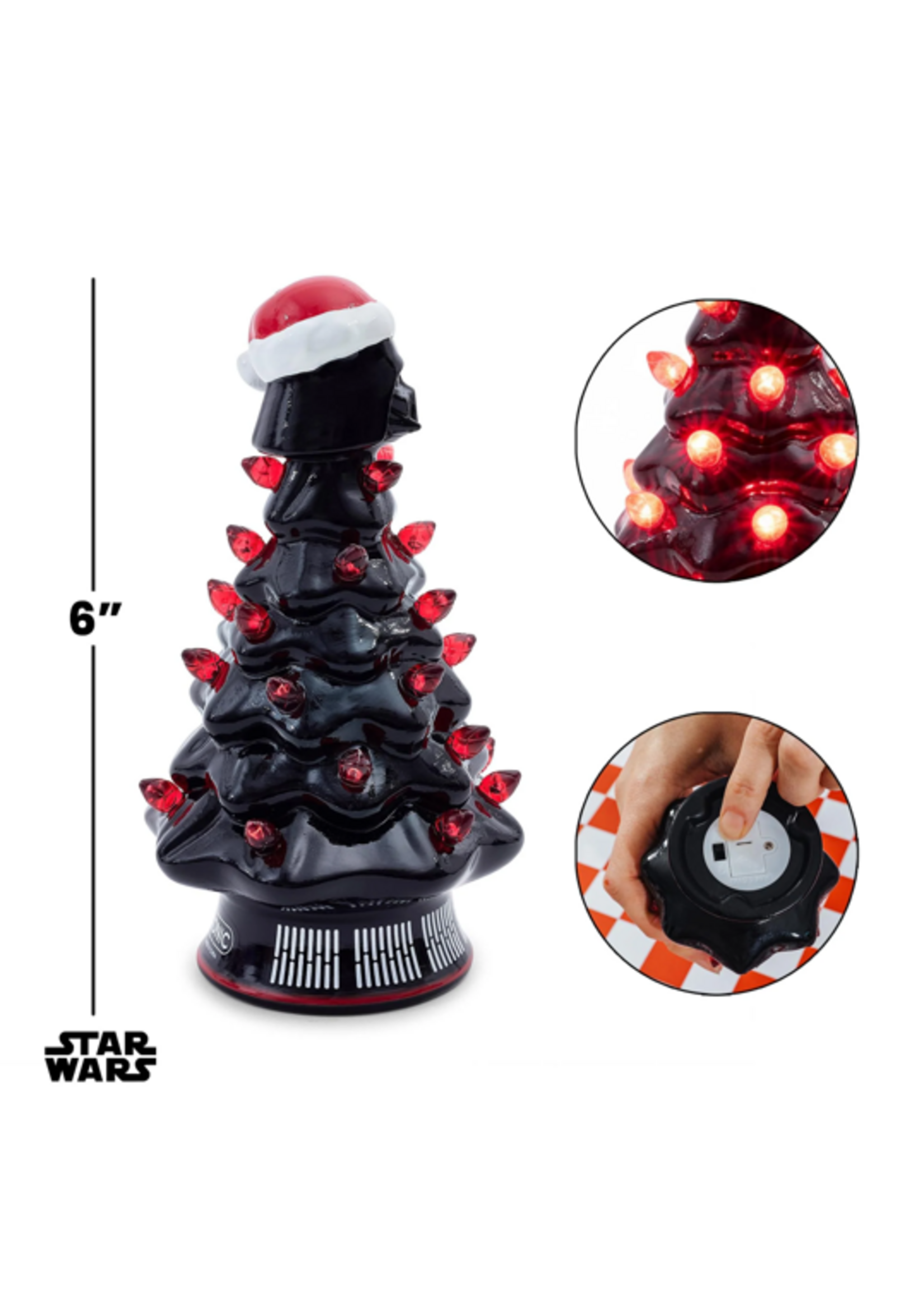 Ukonic HOLIDAY LIGHT UP CERAMIC CHRISTMAS TREE - 6” - STAR WARS DARTH VADER