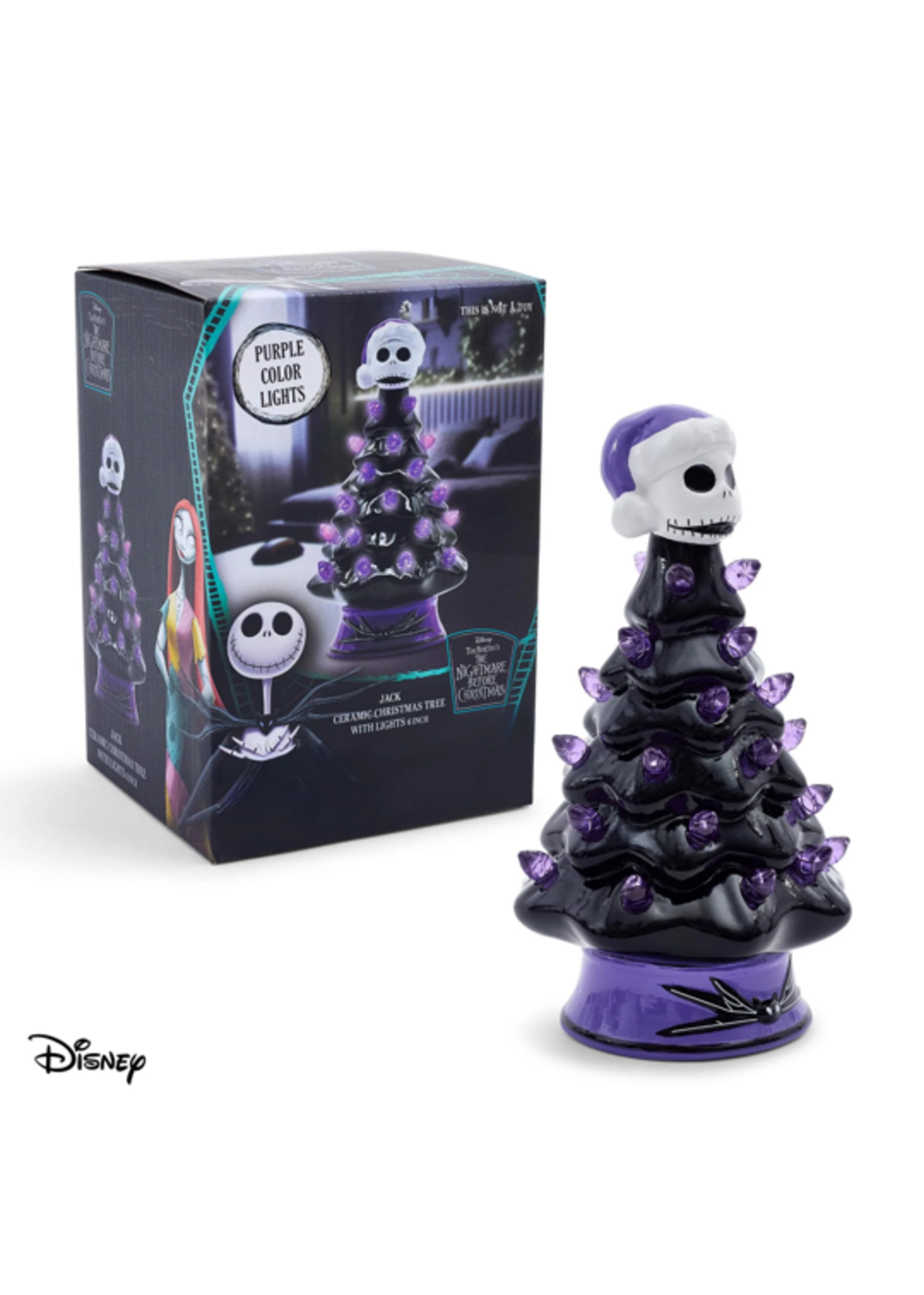 Ukonic HOLIDAY LIGHT UP CERAMIC CHRISTMAS TREE - 6” - NIGHTMARE BEFORE CHRISTMAS JACK SKELLINGTON