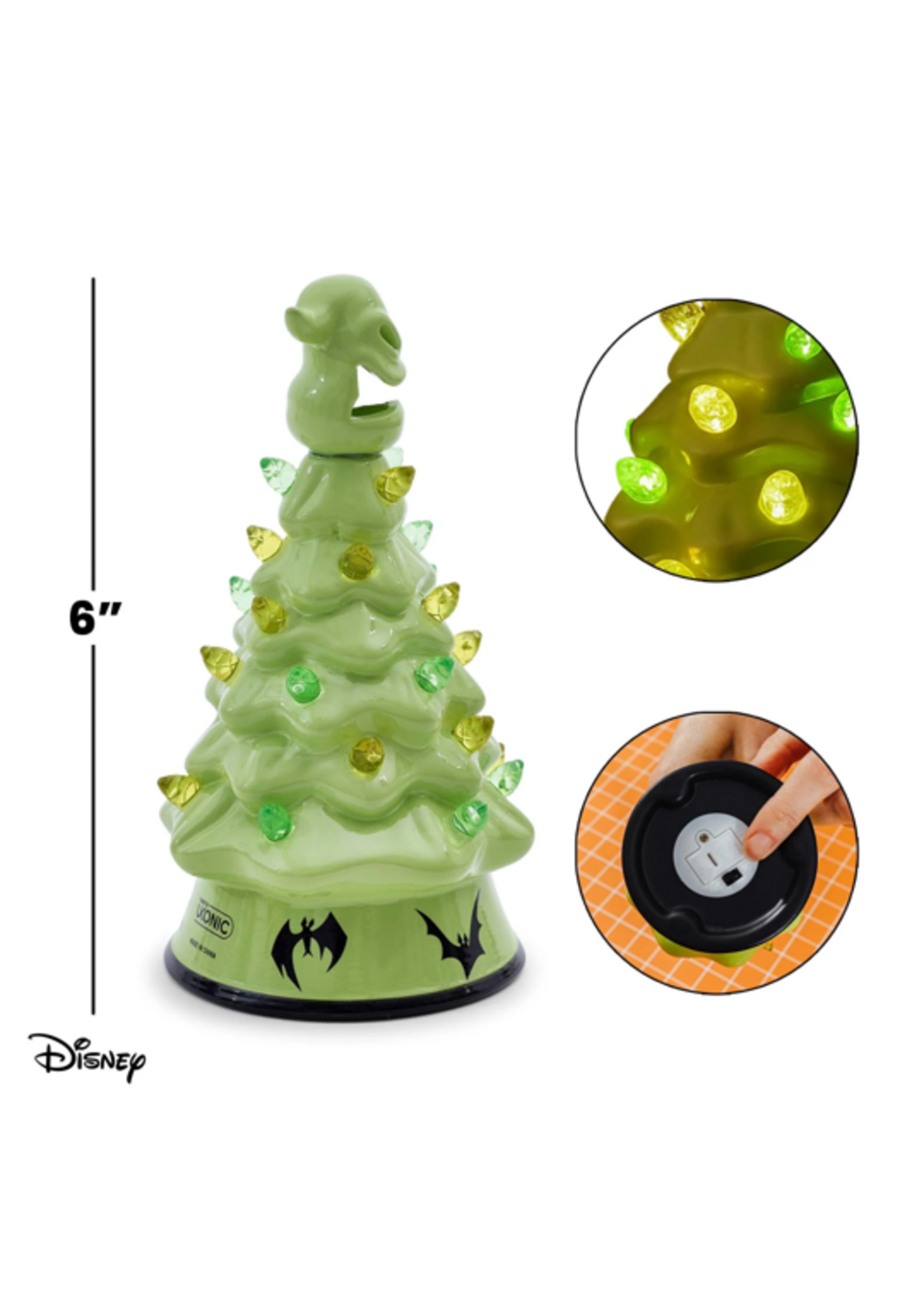Ukonic HOLIDAY LIGHT UP CERAMIC CHRISTMAS TREE - 6” - NIGHTMARE BEFORE CHRISTMAS OOGIE BOOGIE