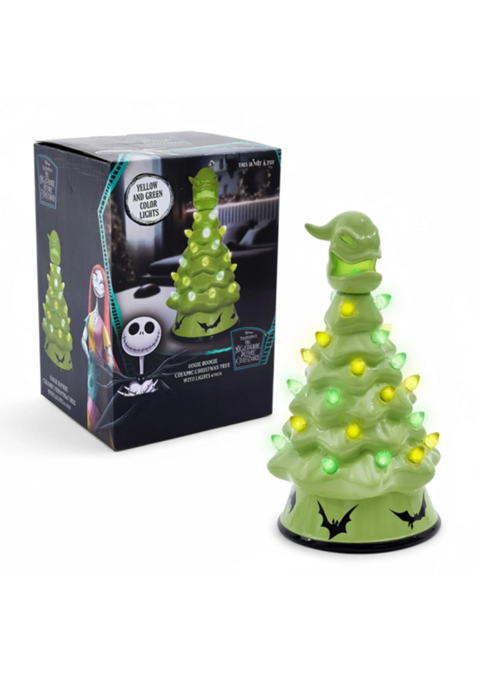 Ukonic HOLIDAY LIGHT UP CERAMIC CHRISTMAS TREE - 6” - NIGHTMARE BEFORE CHRISTMAS OOGIE BOOGIE