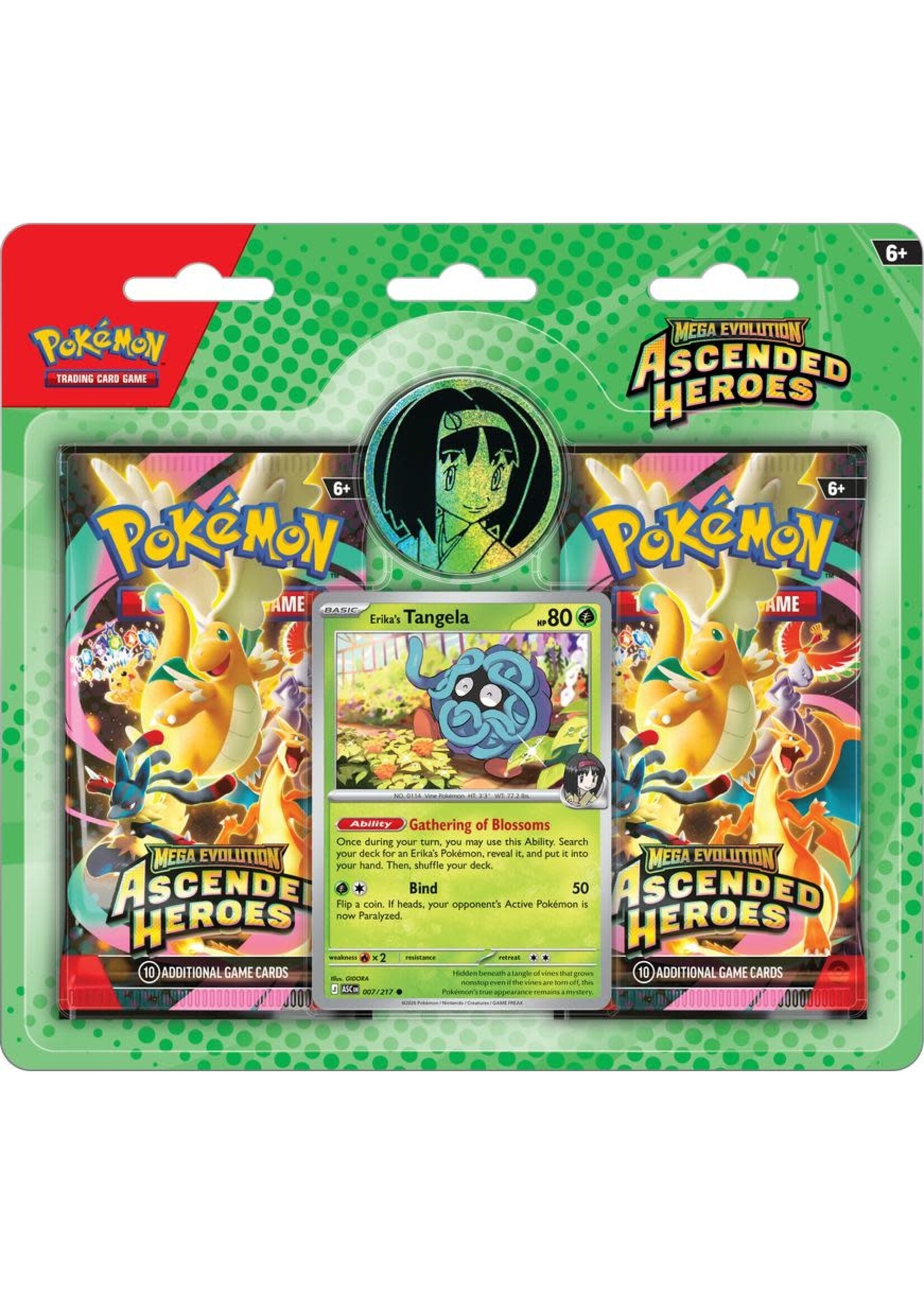 The Pokémon Company International Mega Evolution - Ascended Heroes - Blister Pack Collection - Two Boosters - Erika
