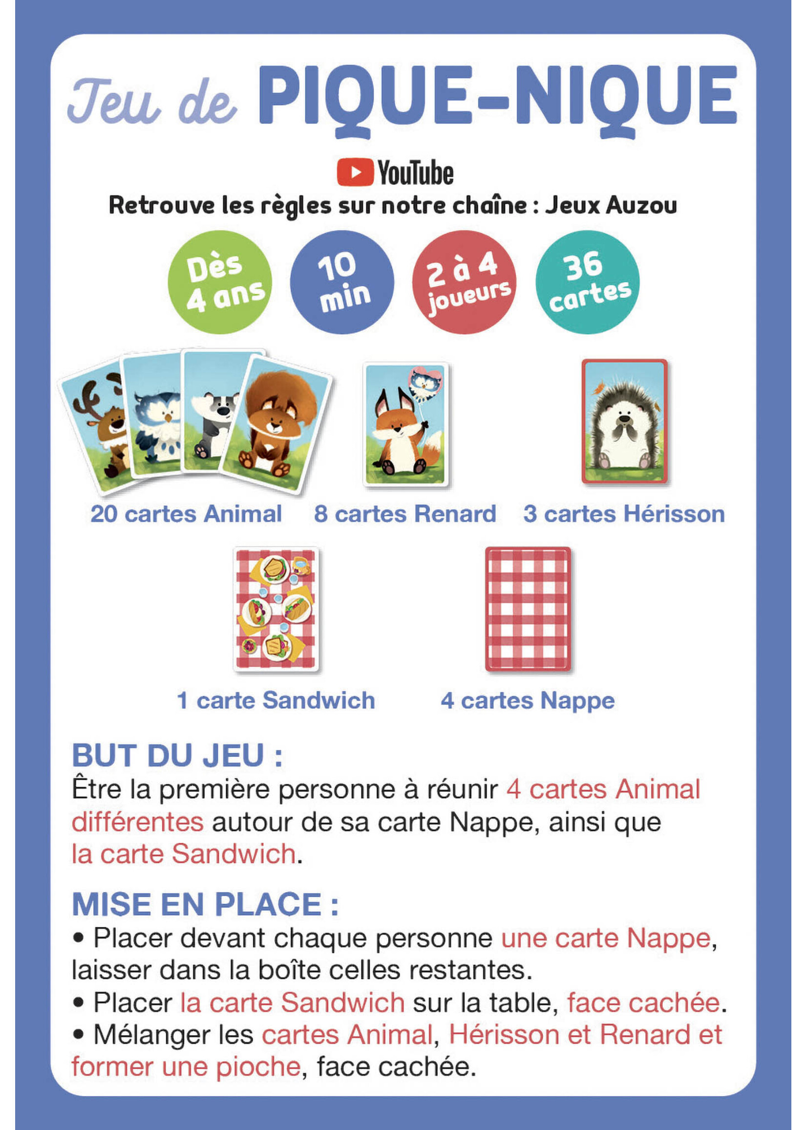Auzou Jeux de cartes - jeu de pique-nique