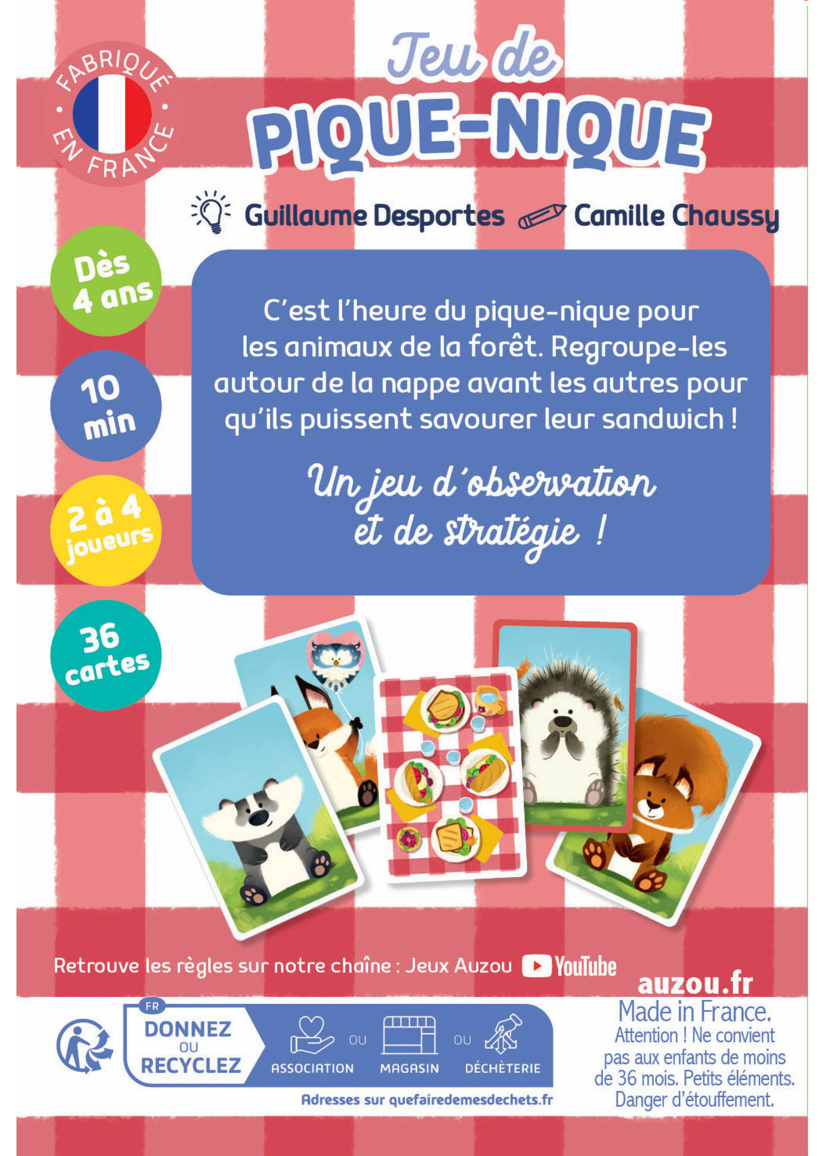 Auzou Jeux de cartes - jeu de pique-nique