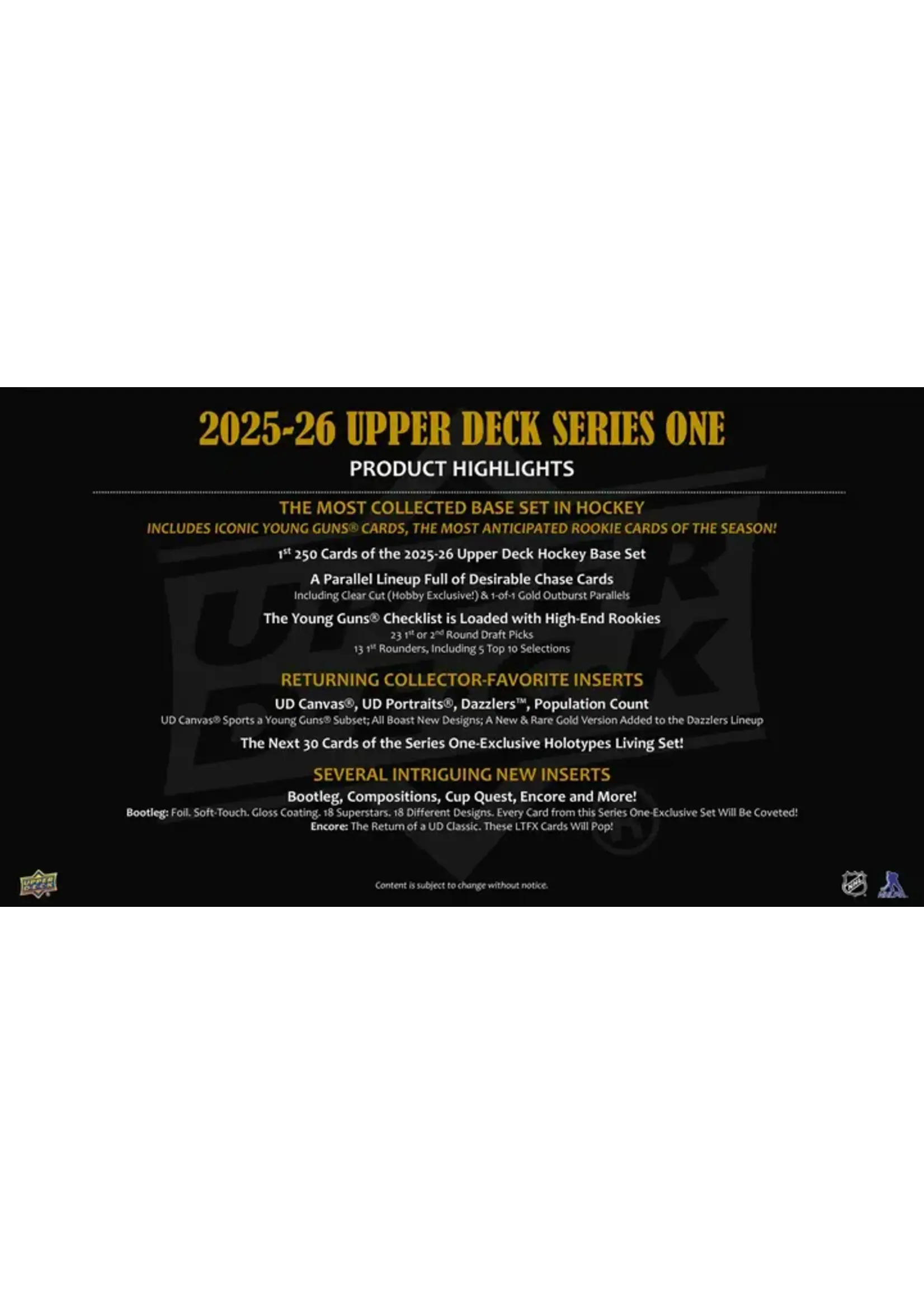 Upper Deck 2025-26 Upper Deck Series 1 Hockey Hobby Box