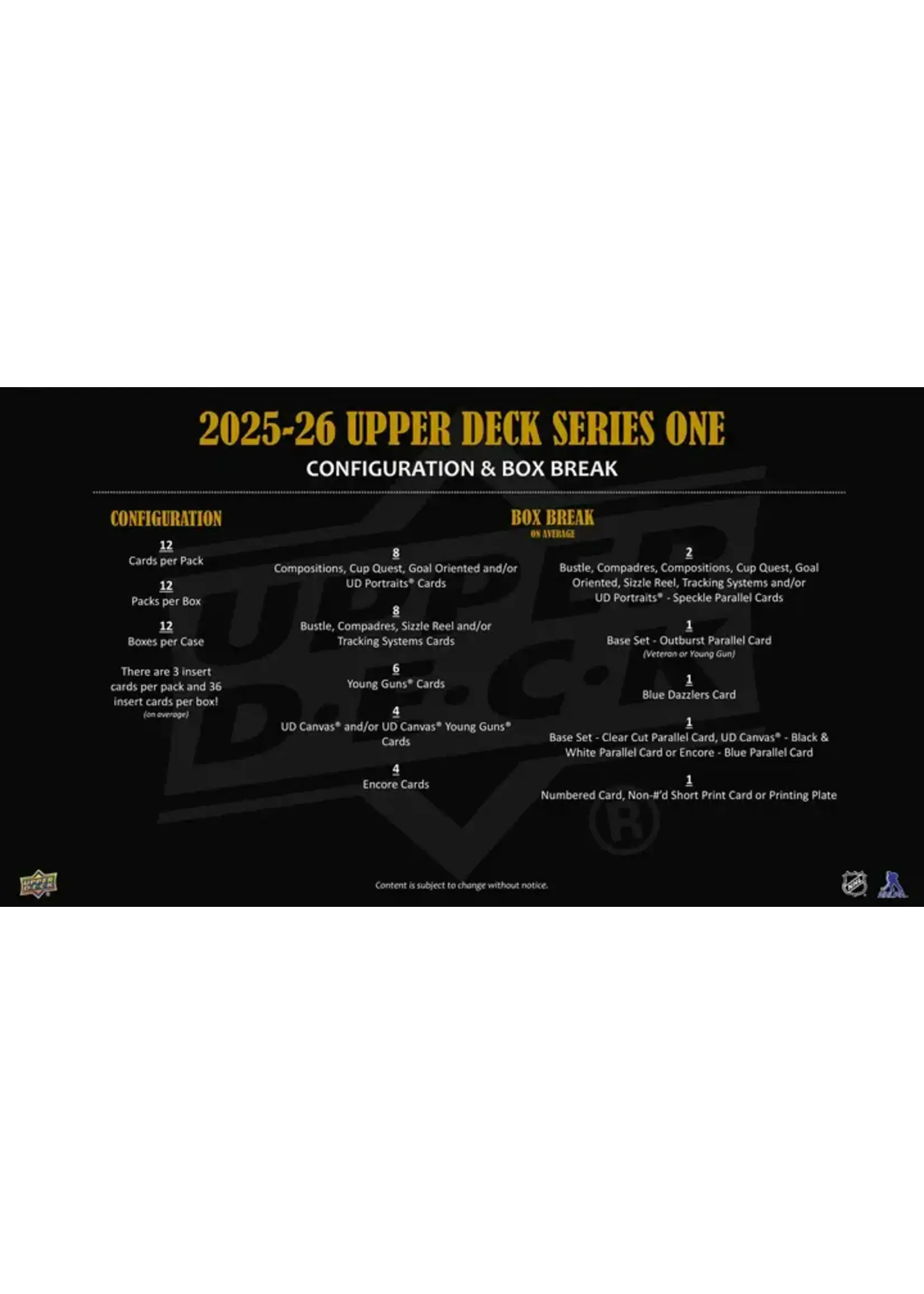 Upper Deck 2025-26 Upper Deck Series 1 Hockey Hobby Box