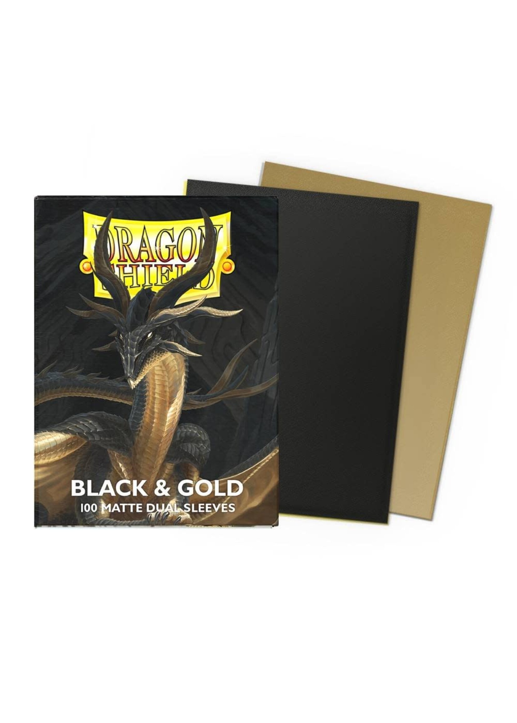 Dragon Shield DRAGON SHIELD  -  DUAL MATTE STANDARD SIZE SLEEVES - BLACK AND GOLD (100)