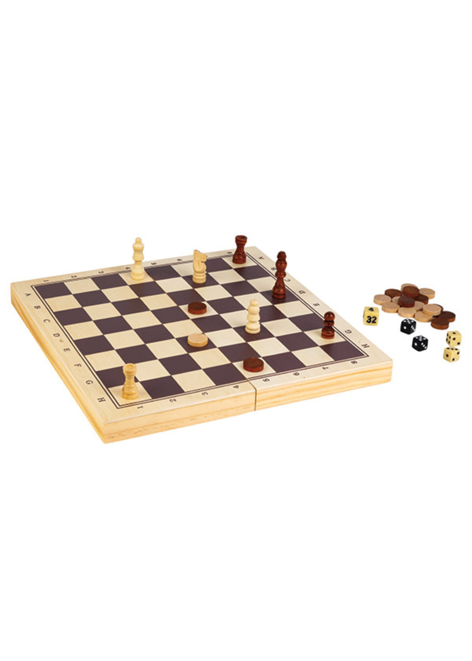 Deqube games 3 en 1 Échecs - Dames - Backgammon