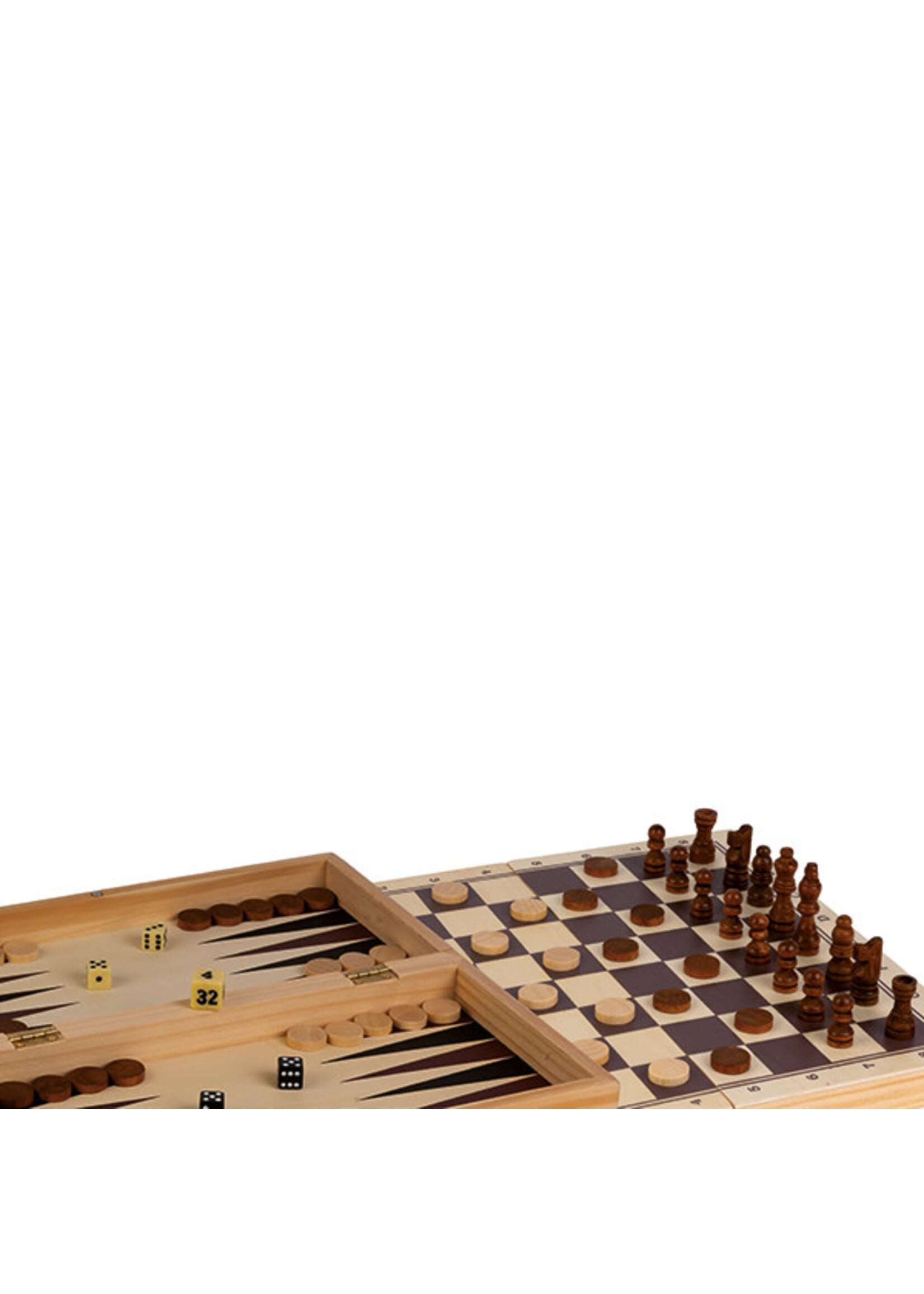 Deqube games 3 en 1 Échecs - Dames - Backgammon