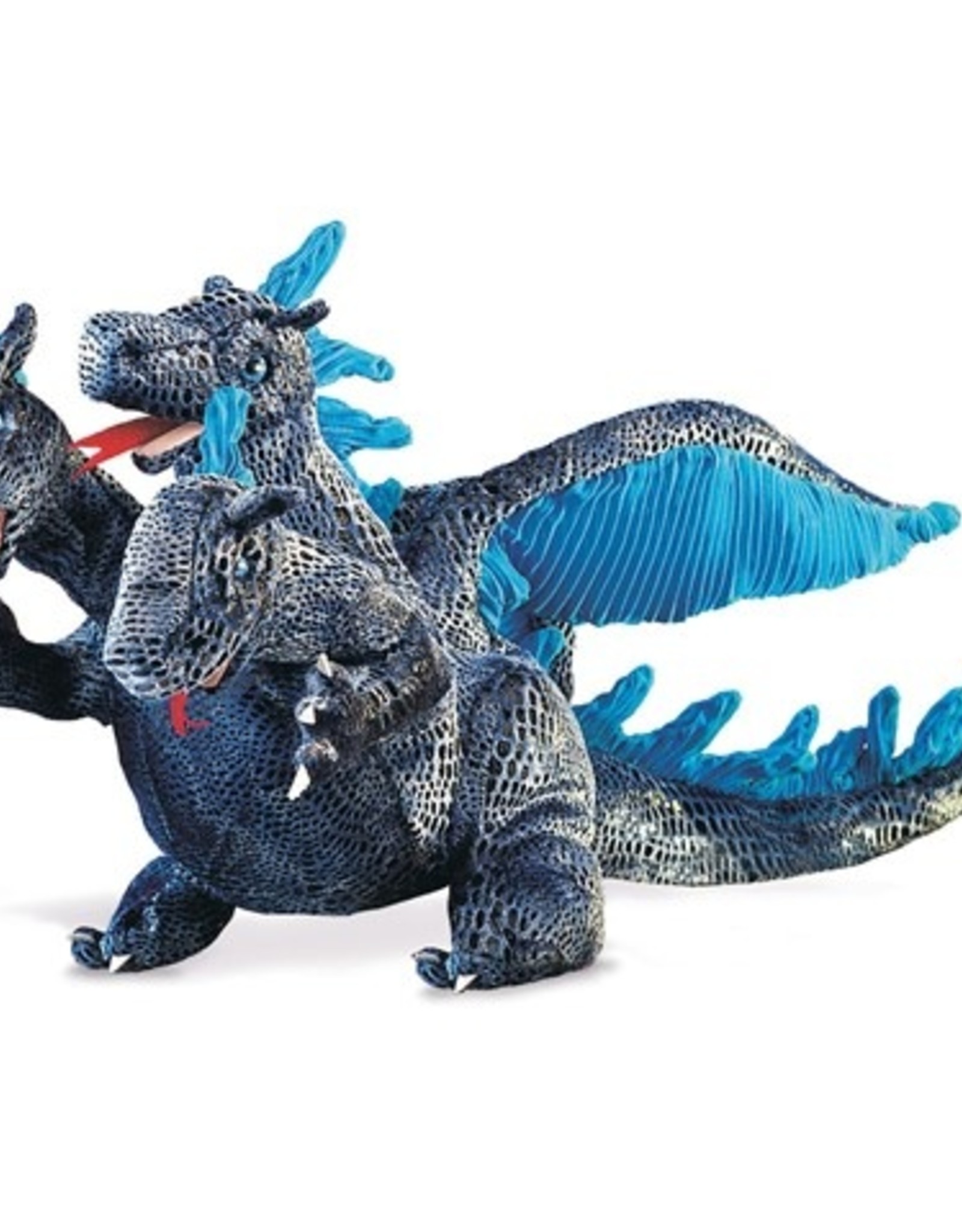 Folkmanis Three Headed Blue Dragon Hand Puppet